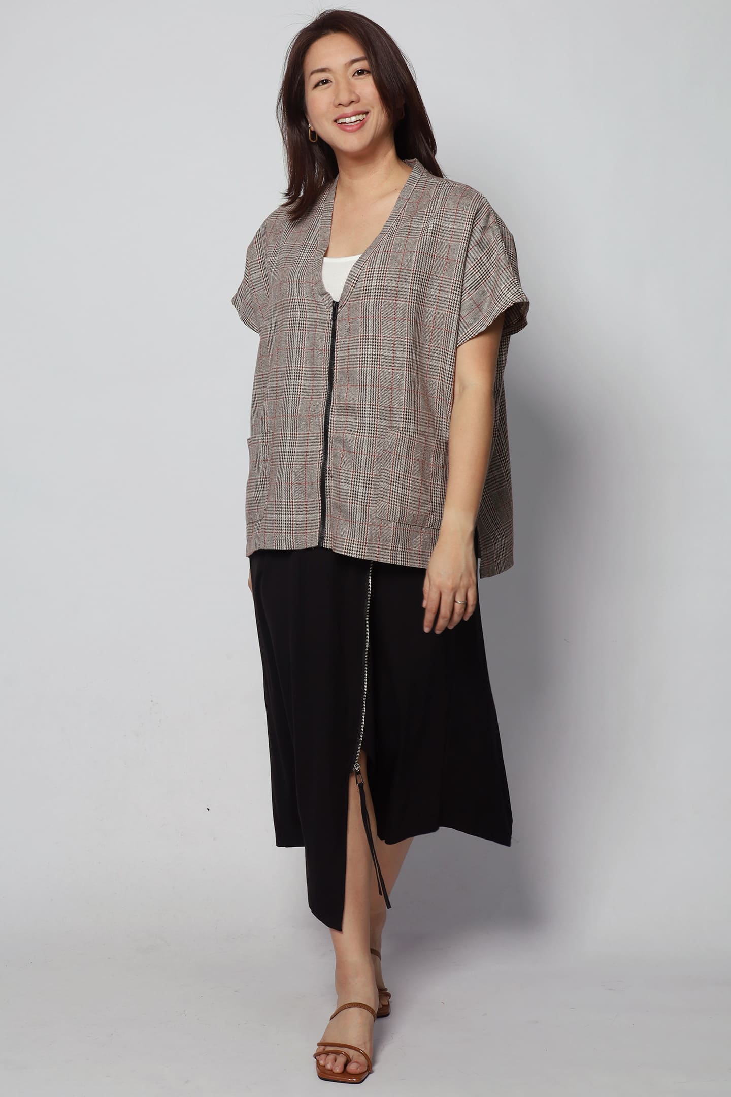 Ryanne Zipper Jacket in Checks