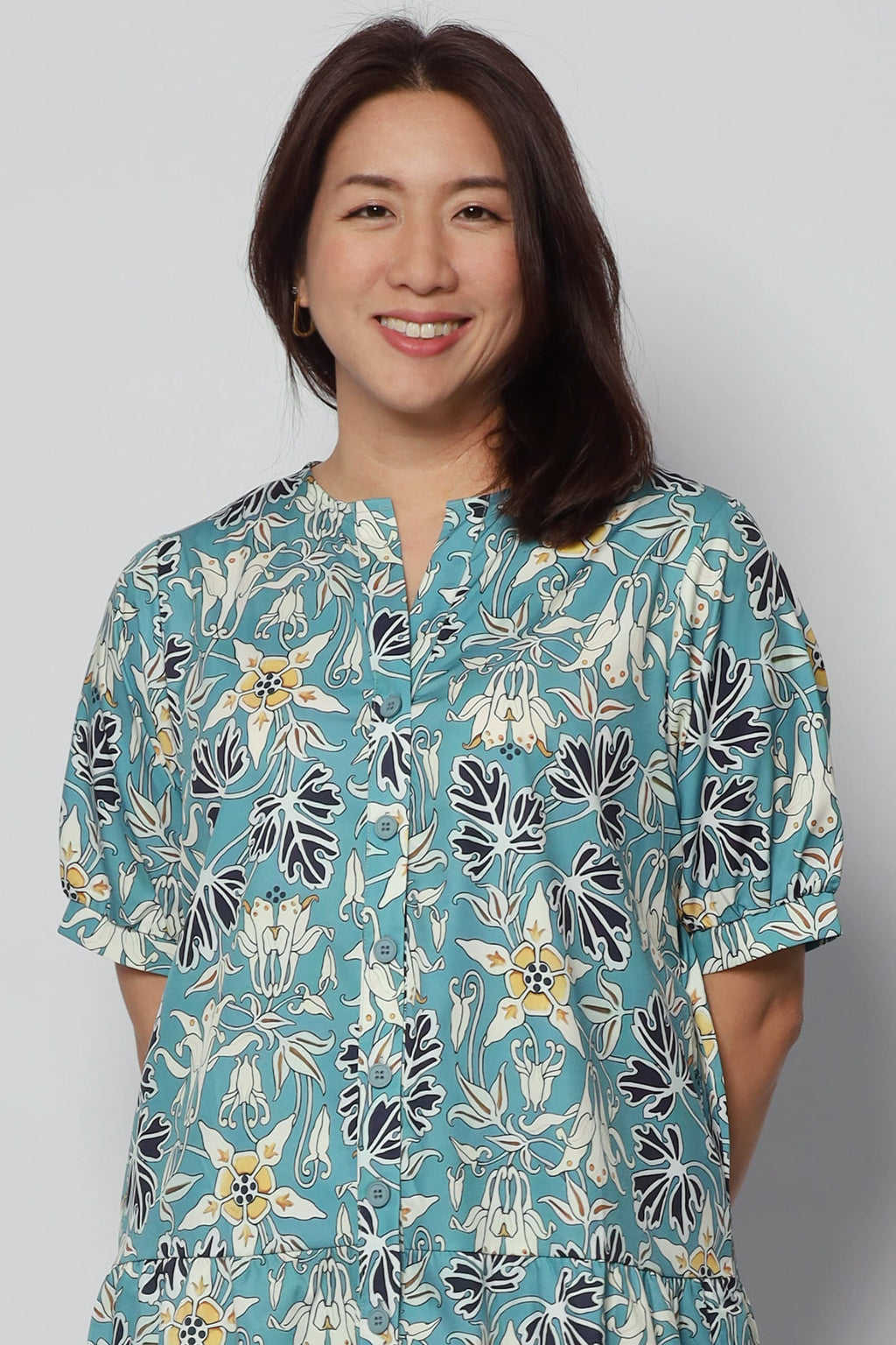 Sue Dress in Mint Foliage