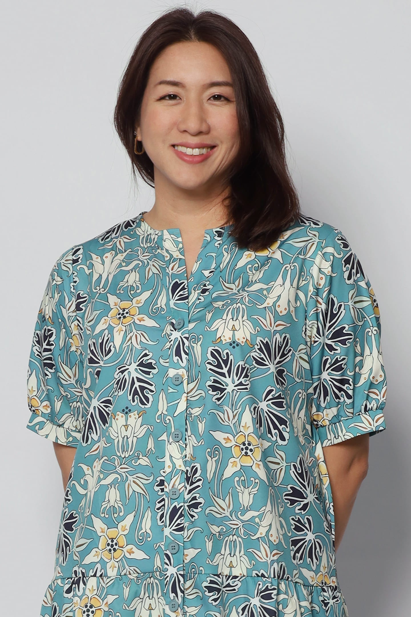 Sue Dress in Mint Foliage