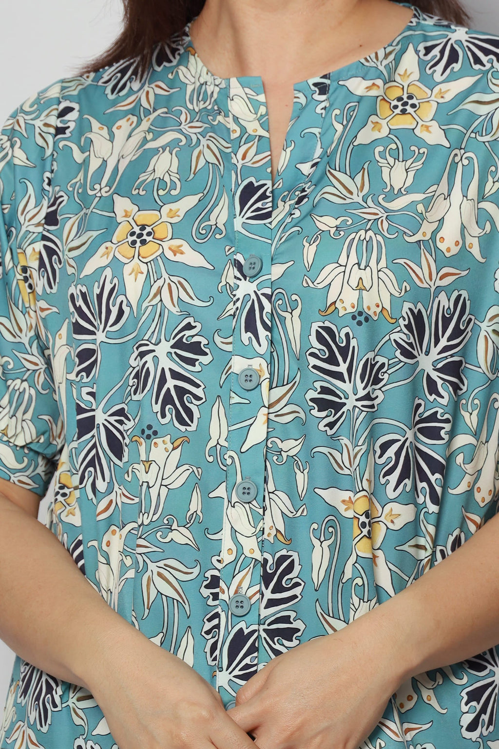 Sue Dress in Mint Foliage