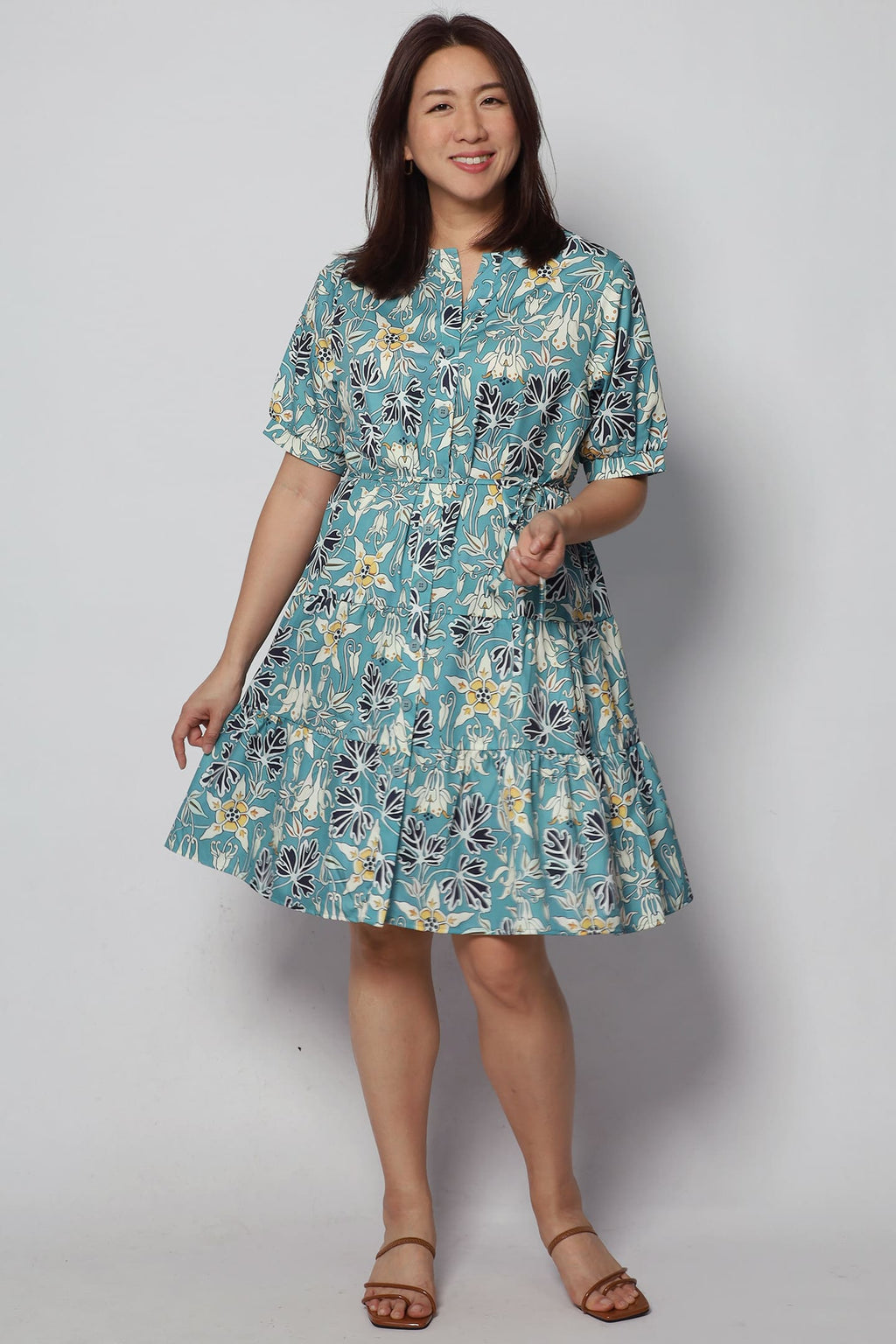 Sue Dress in Mint Foliage
