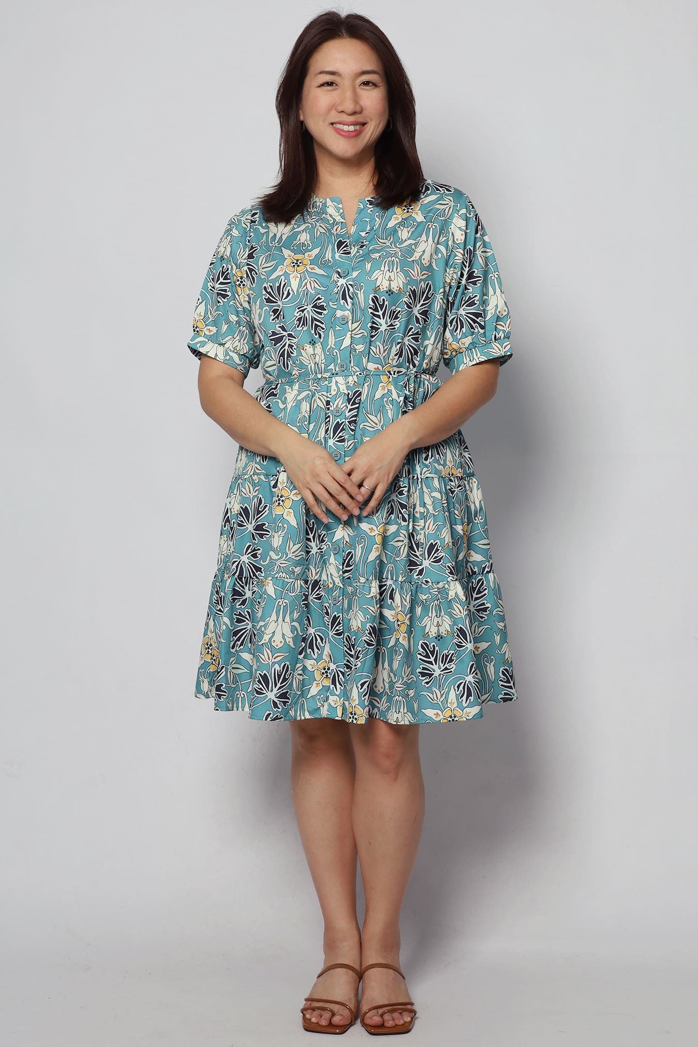 Sue Dress in Mint Foliage