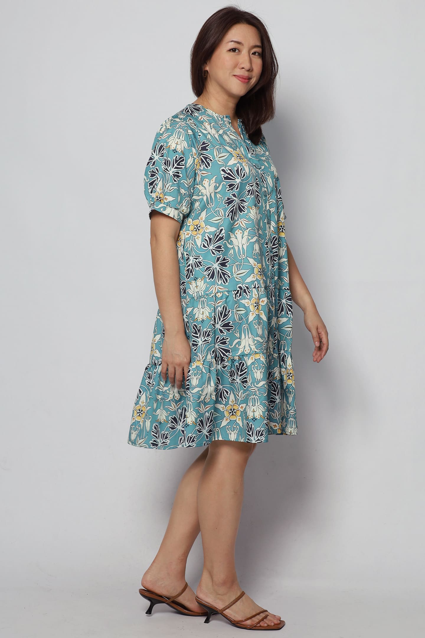 Sue Dress in Mint Foliage
