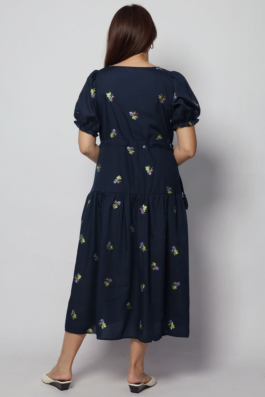 Victoria Dress in Holly Embroidery