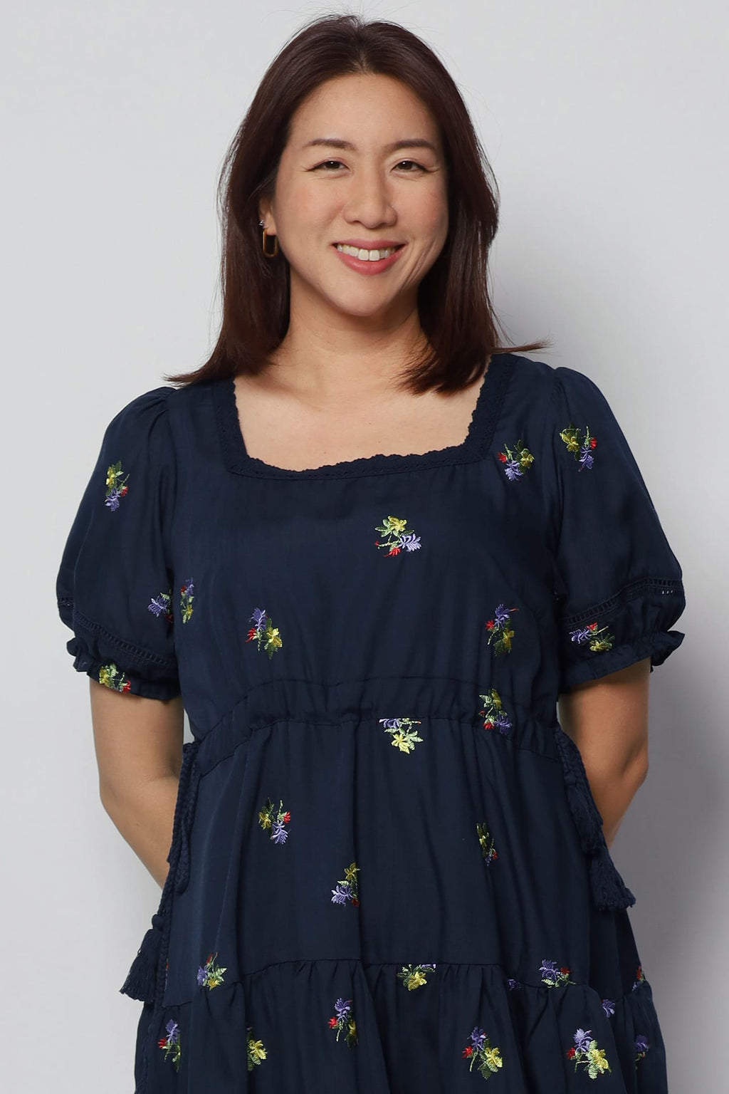 Victoria Dress in Holly Embroidery