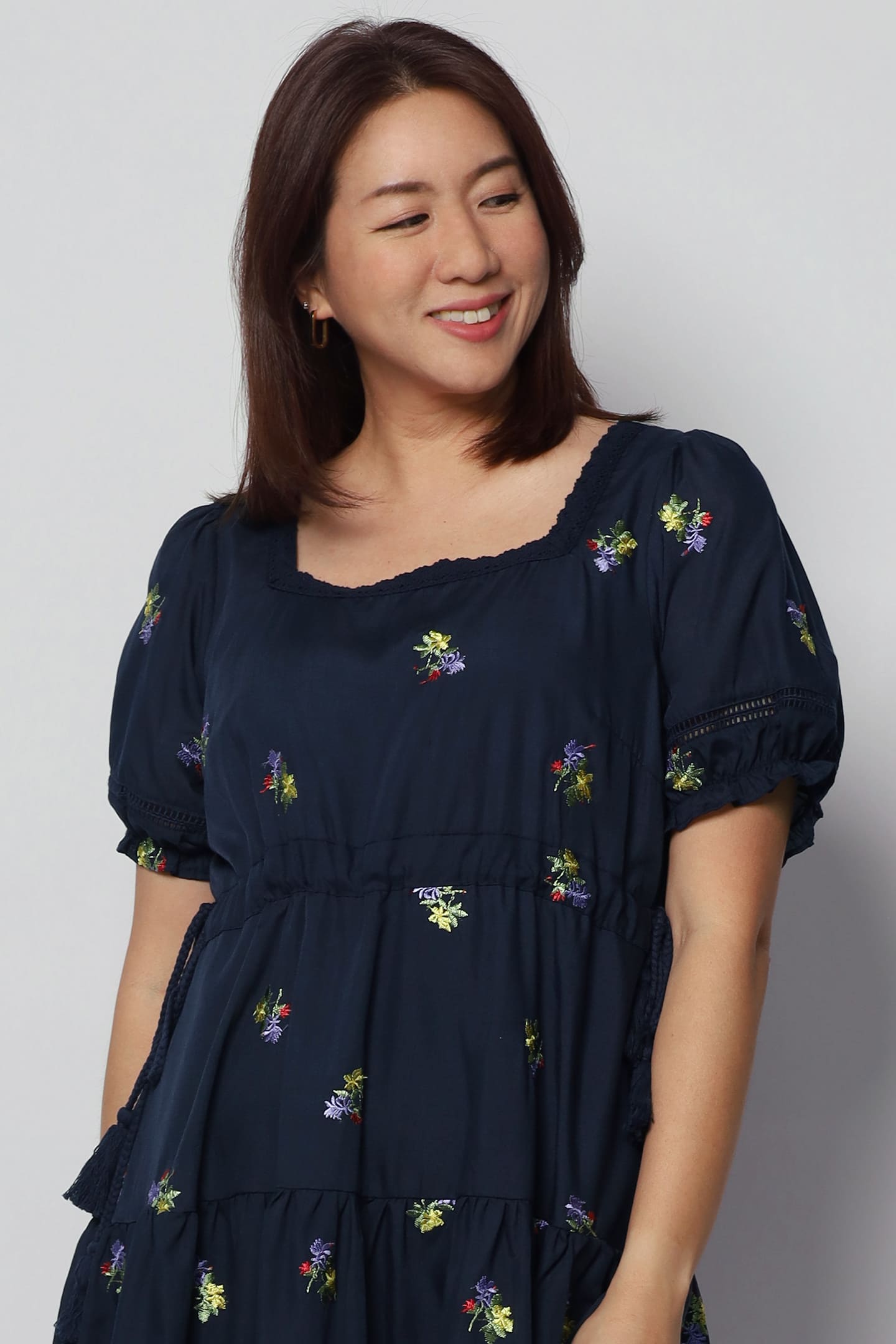 Victoria Dress in Holly Embroidery