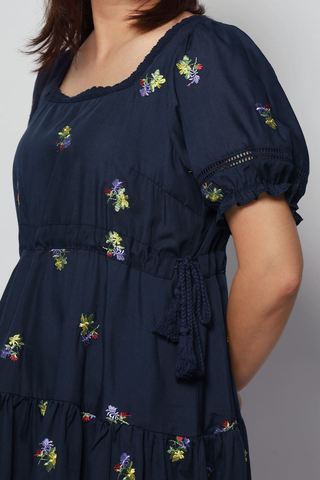 Victoria Dress in Holly Embroidery