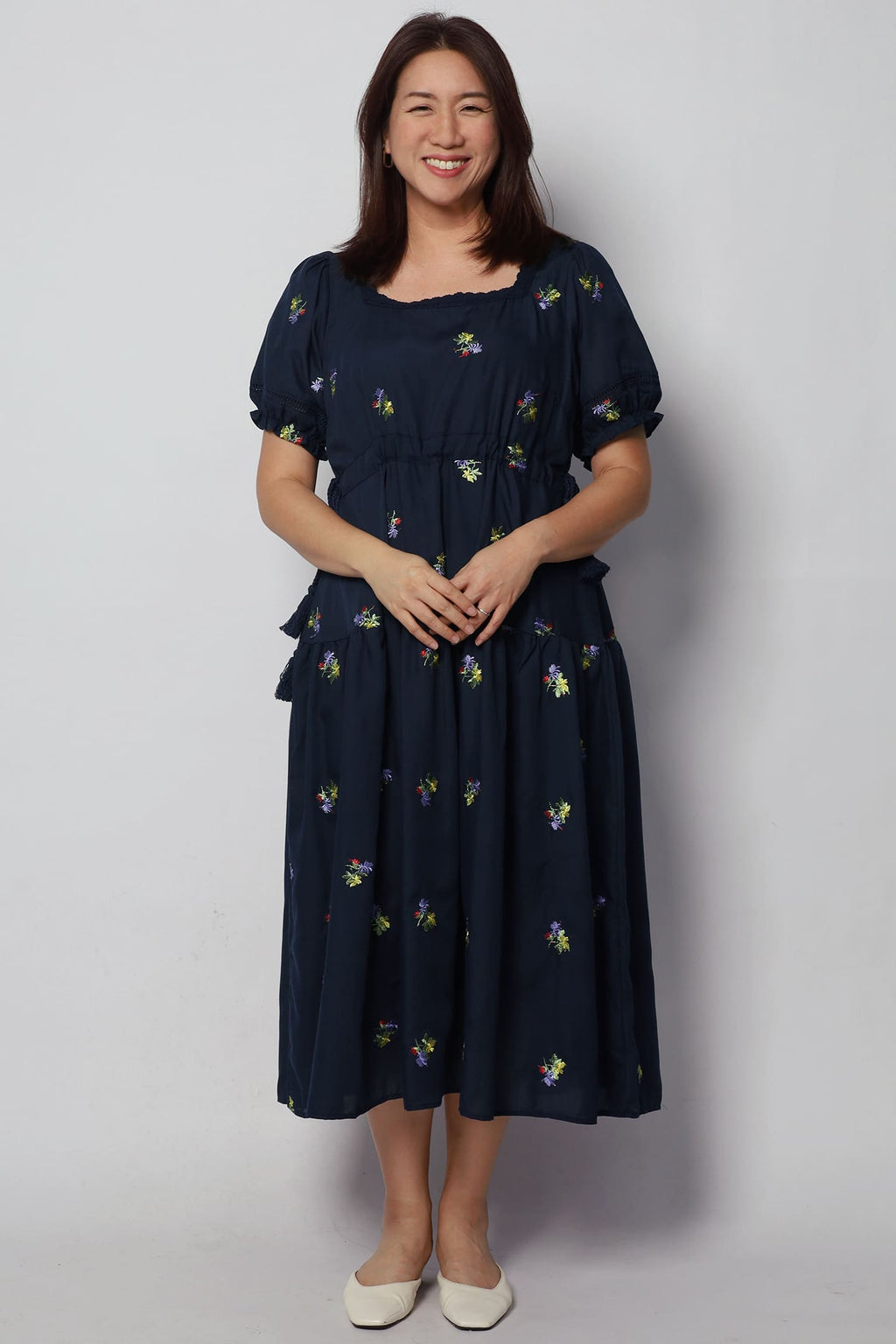 Victoria Dress in Holly Embroidery