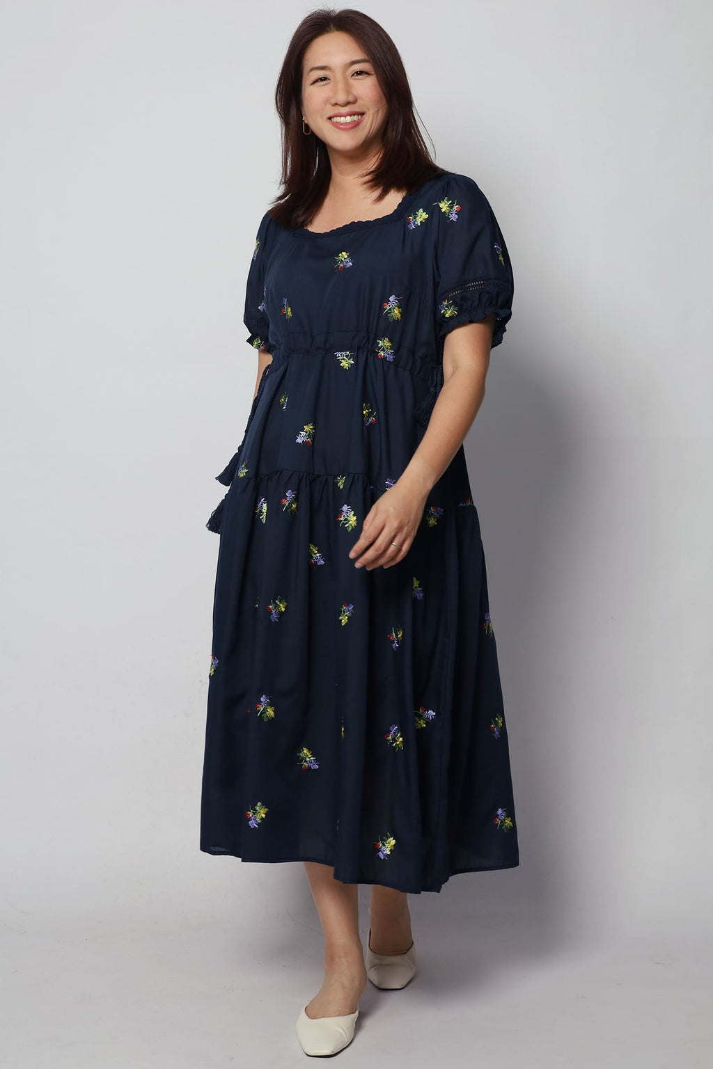 Victoria Dress in Holly Embroidery