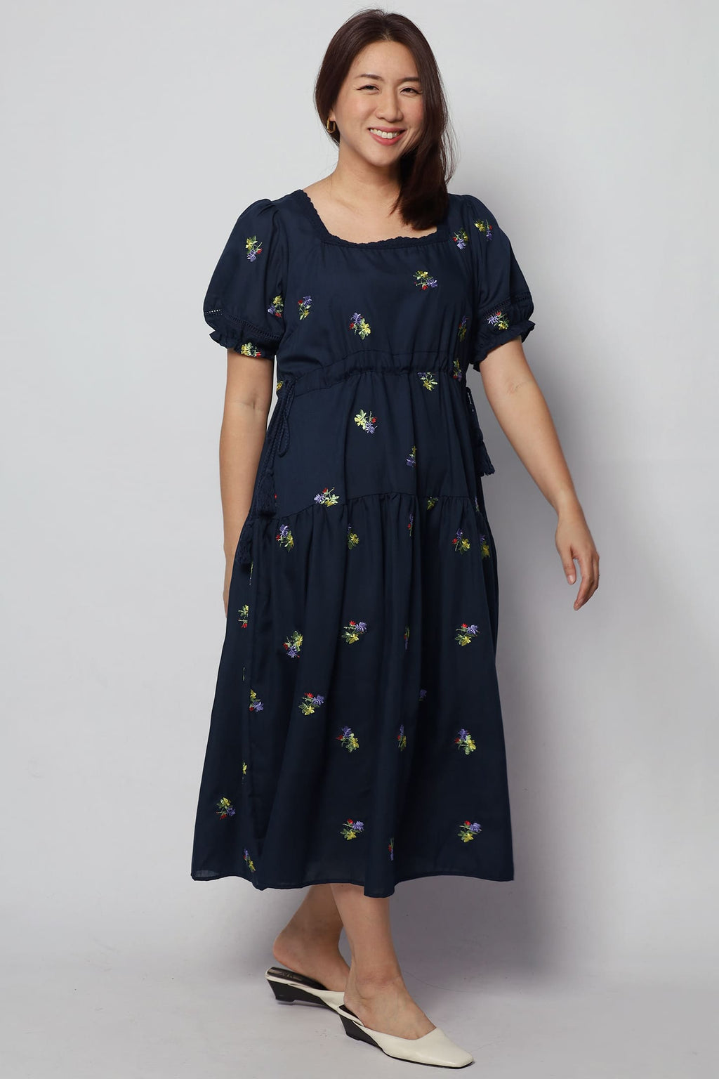 Victoria Dress in Holly Embroidery