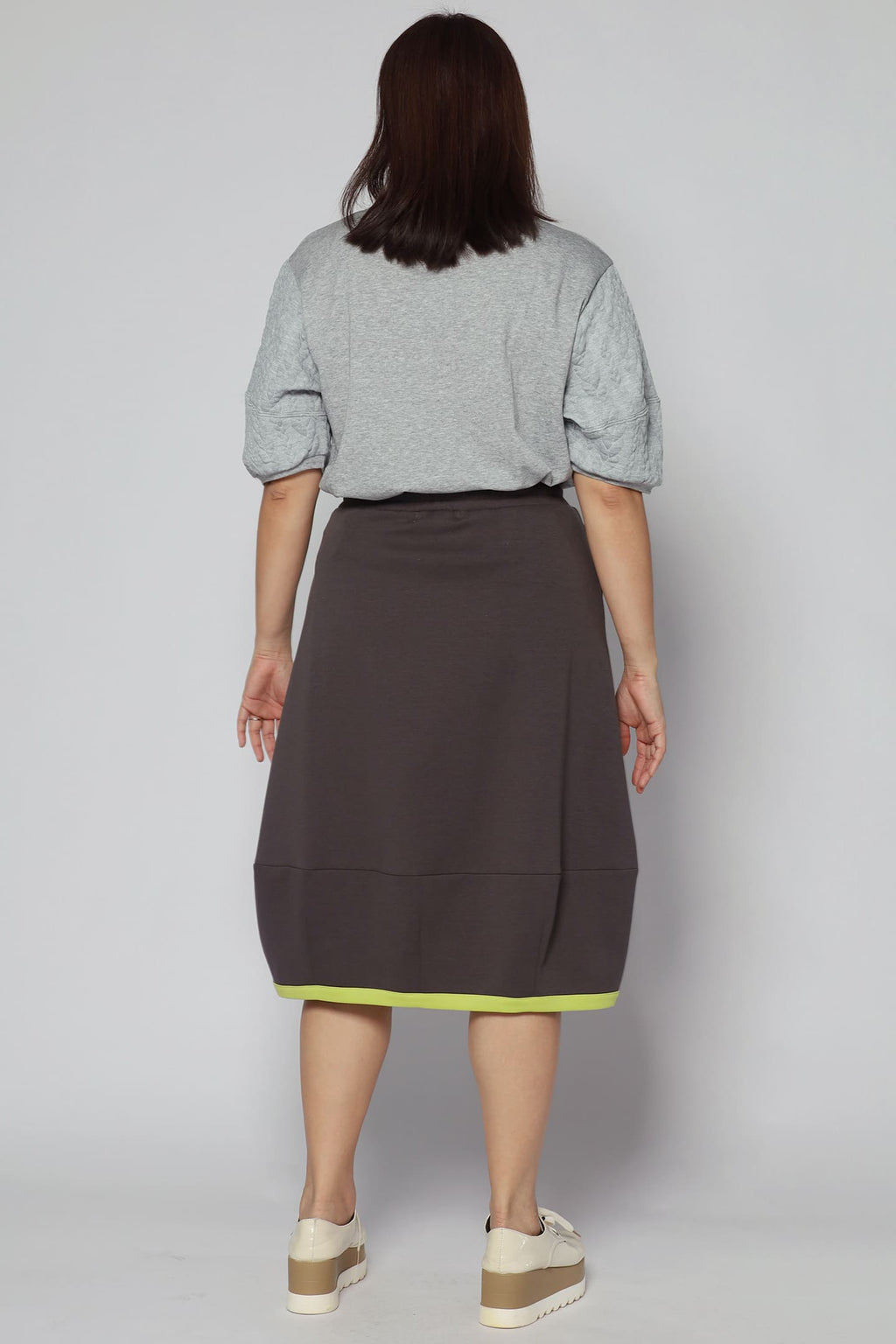 Yuan Embossed Sleeves Top in Grey