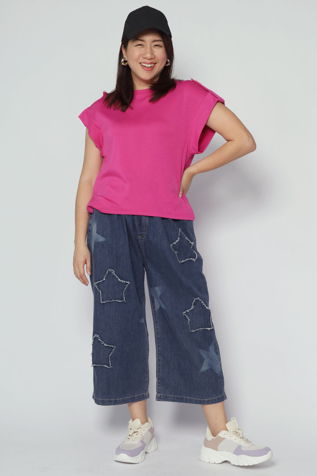 Zoanne Button Shoulder Top in Pink