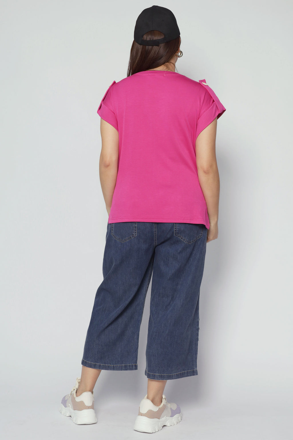 Zoanne Button Shoulder Top in Pink