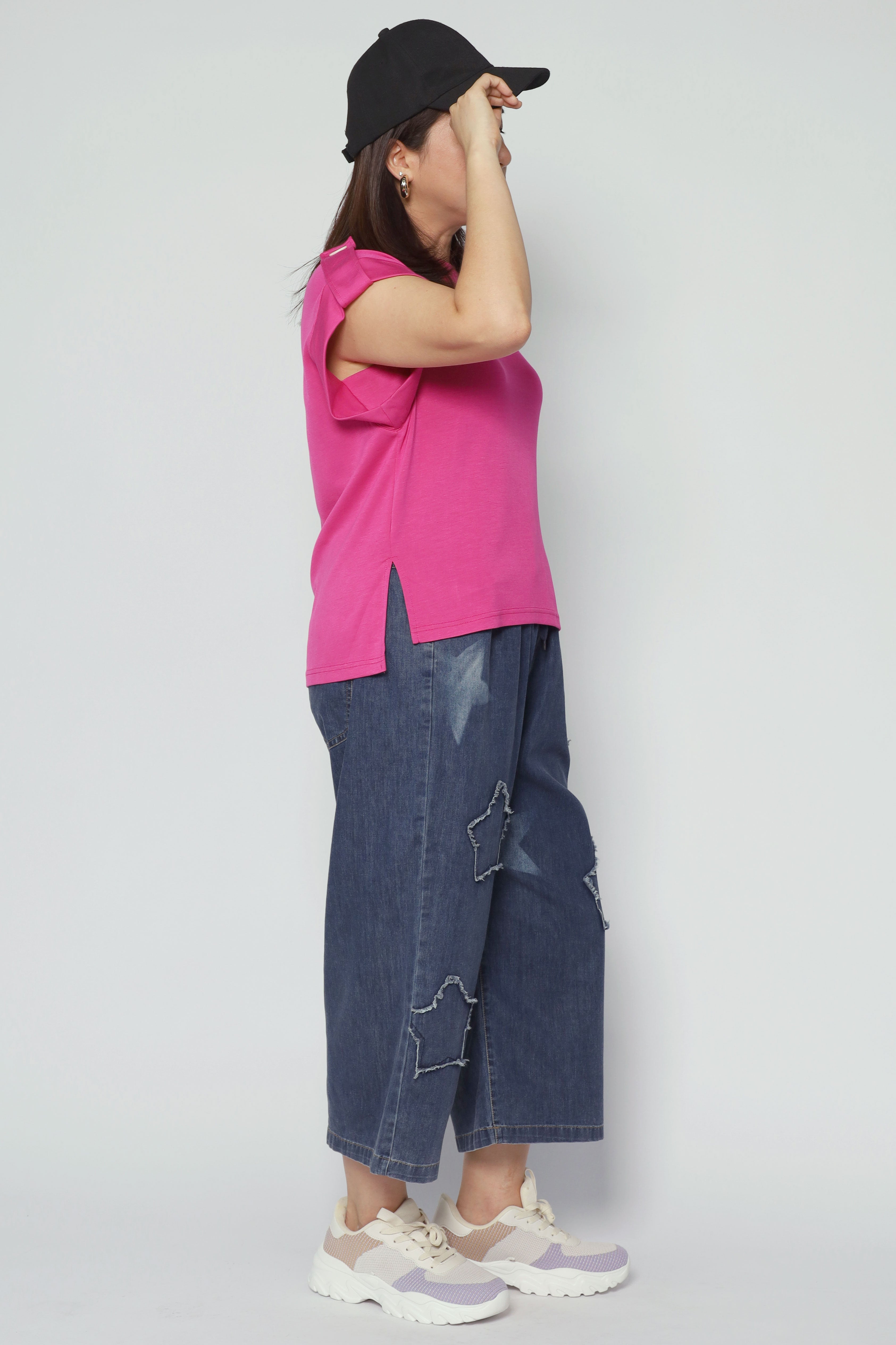 Zoanne Button Shoulder Top in Pink