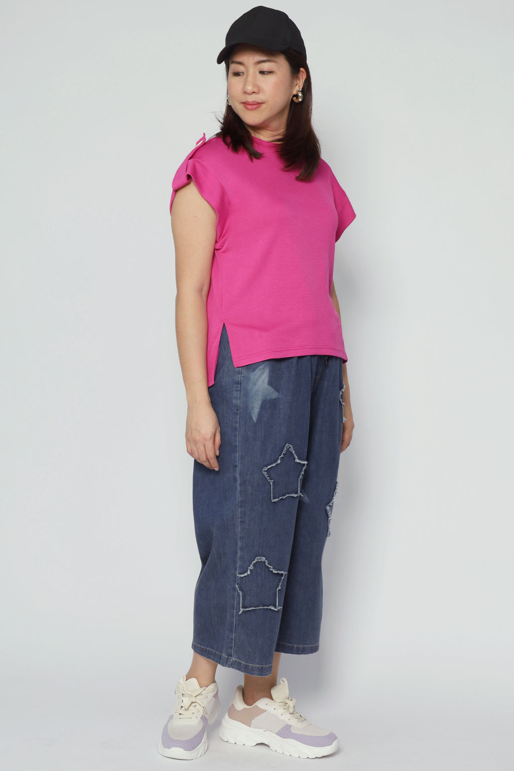 Zoanne Button Shoulder Top in Pink