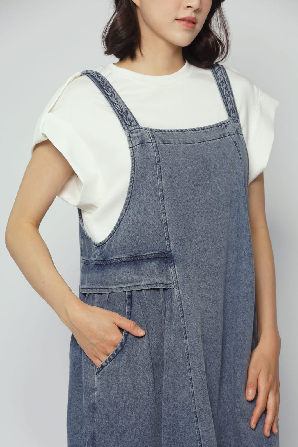 Bowen Denim Pinafore Dress