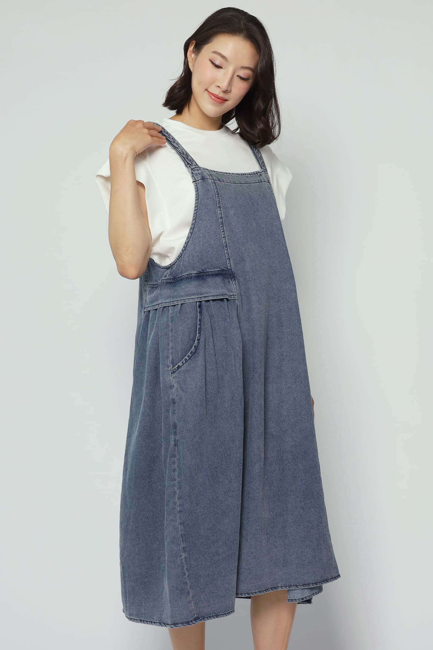 Bowen Denim Pinafore Dress