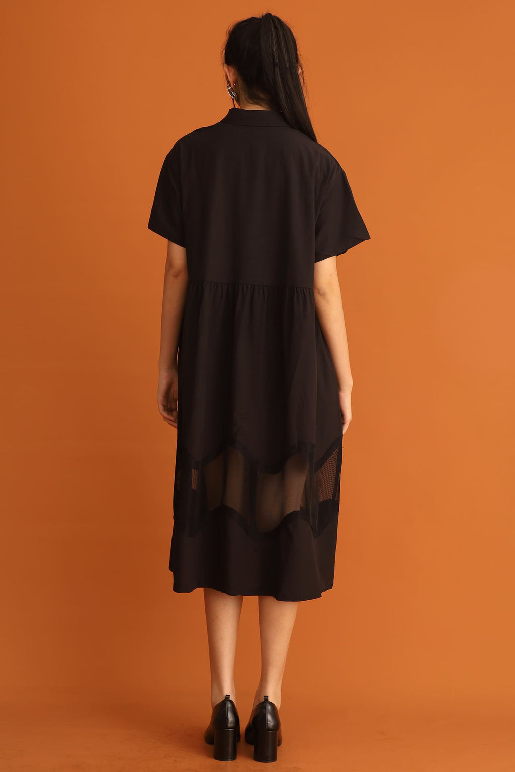 CHOSEN - Dasom Netted Dress in Black