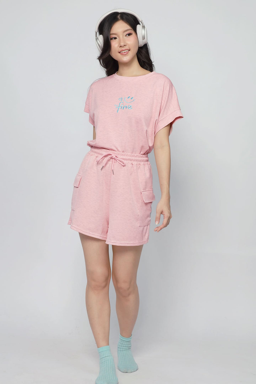 JOY - Fine 2 in 1 Top and Shorts Set in Pink