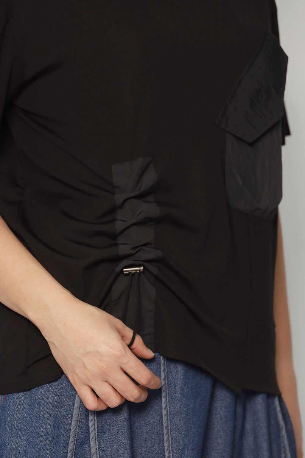 Backorders Easy By TE - Goob Asymmetrical Pocket Top in Black