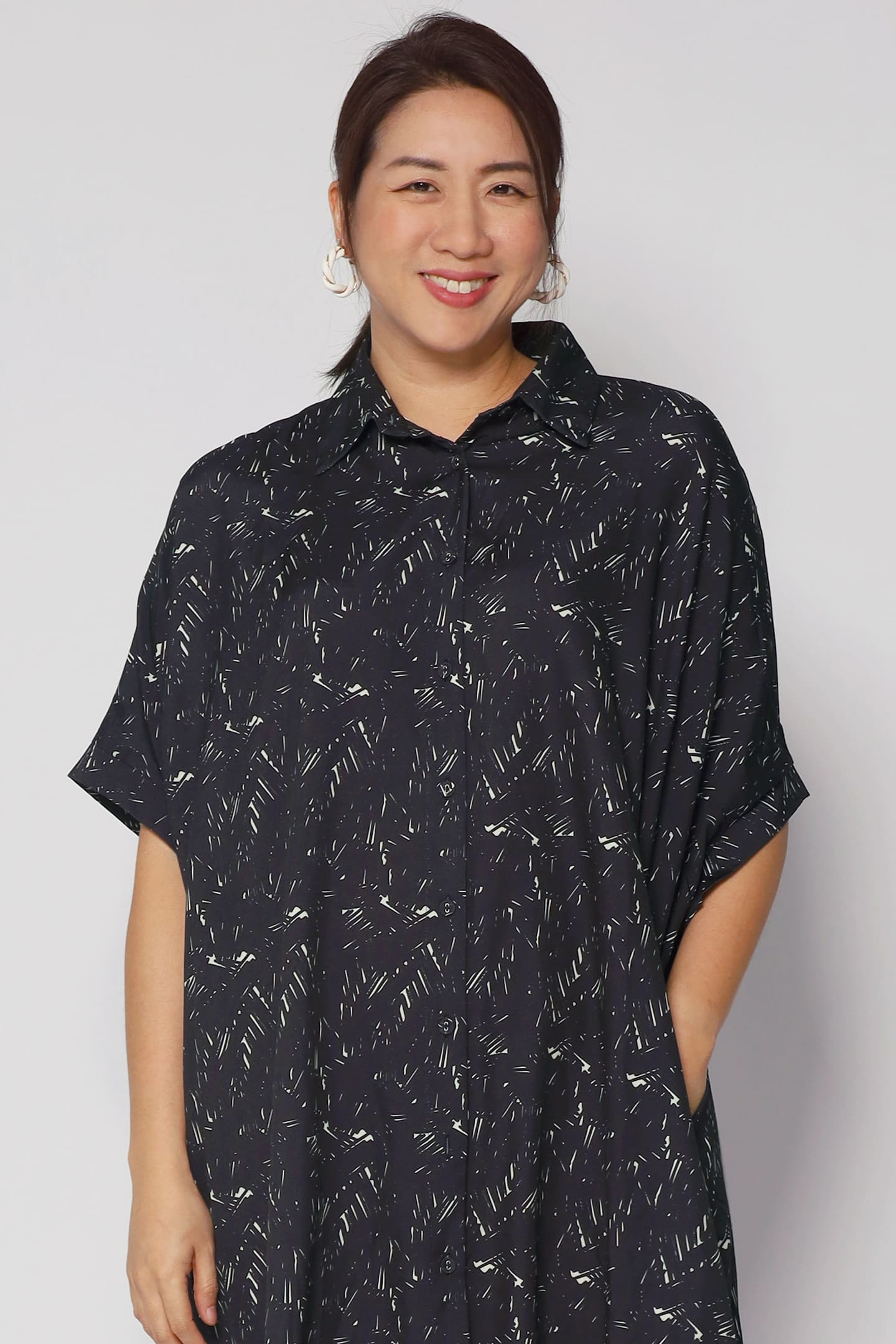 Hanhan Shirt Dress in Black Chalk