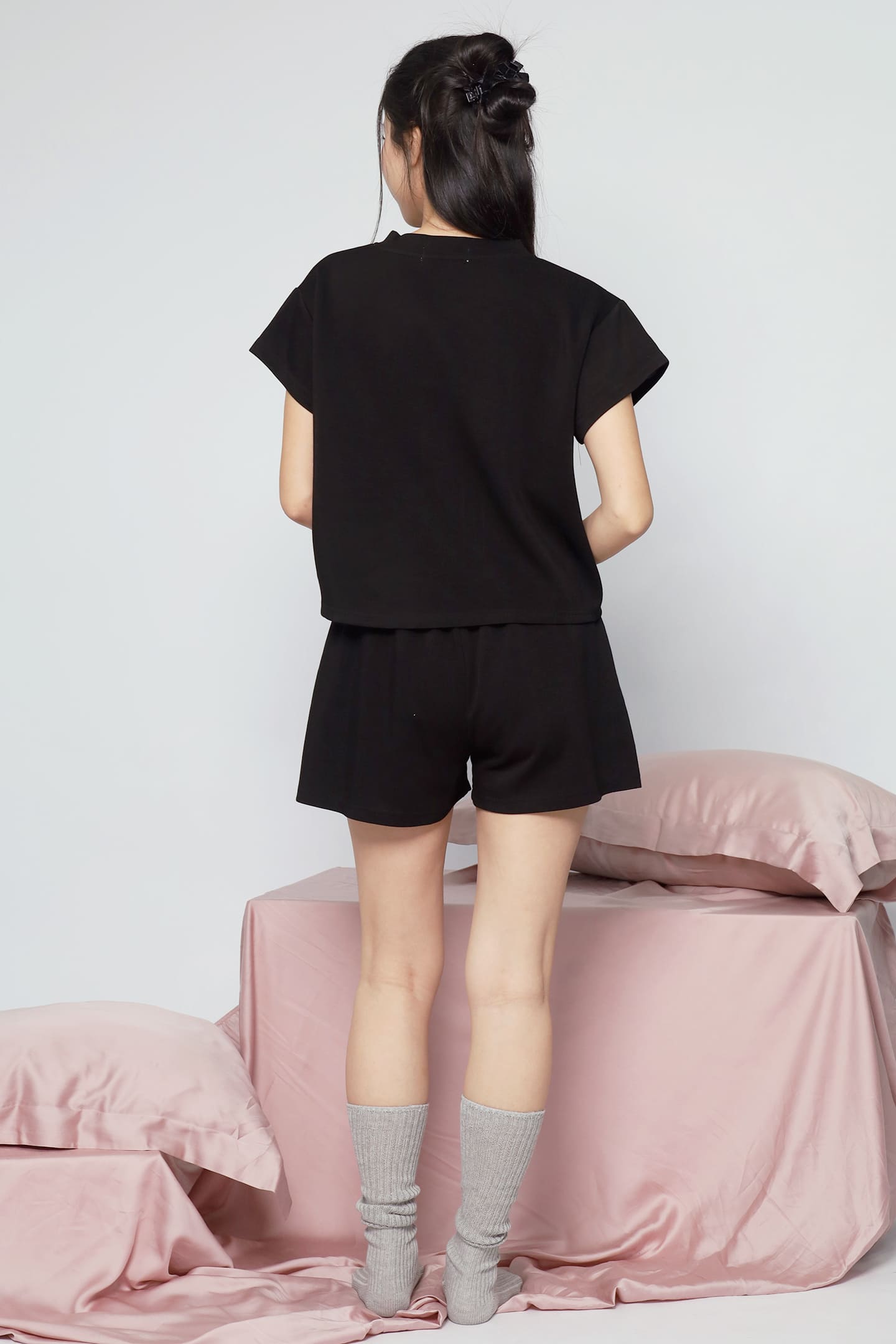 JOY - Heart Me 2 in 1 Top and Shorts Set in Black