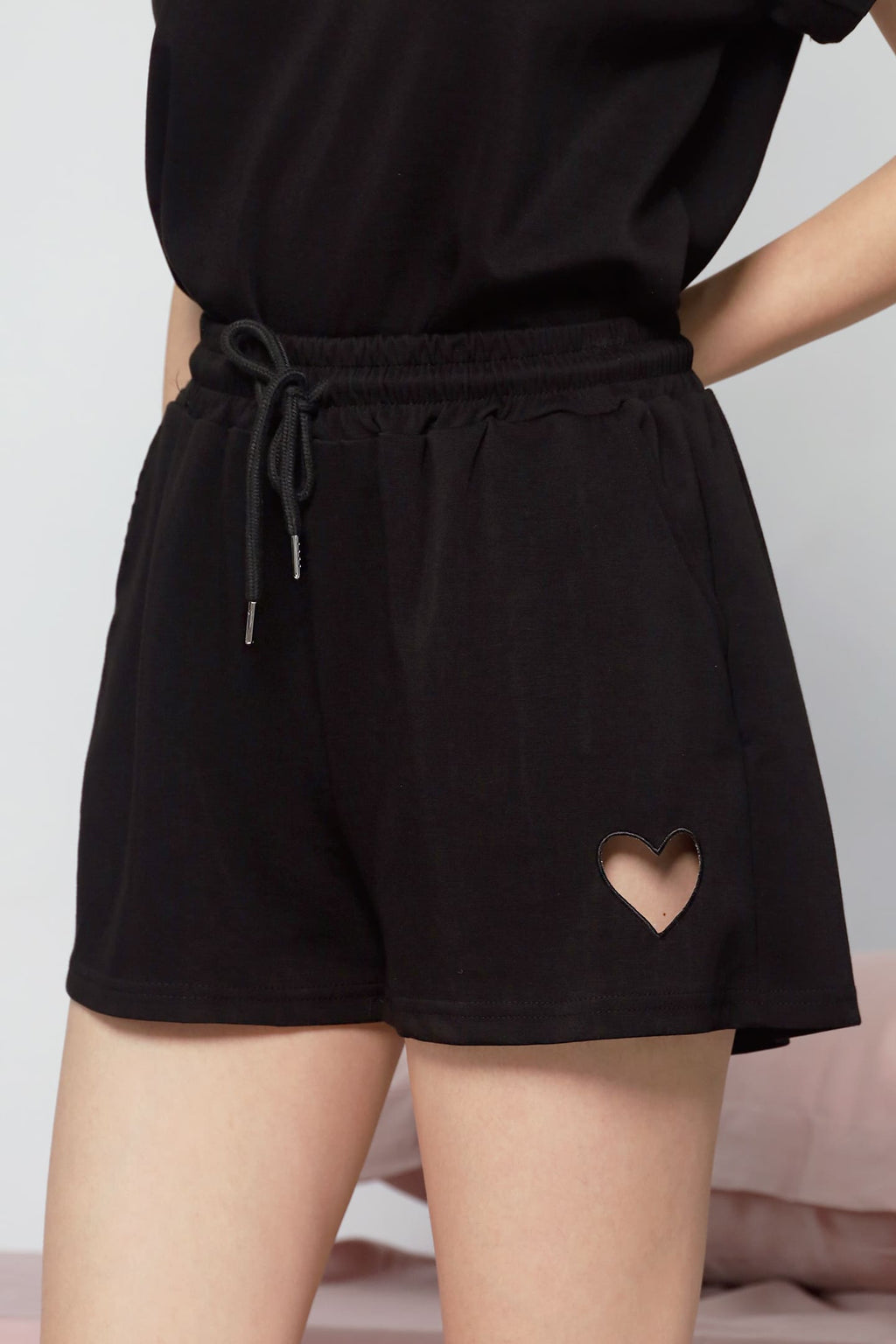 JOY - Heart Me 2 in 1 Top and Shorts Set in Black