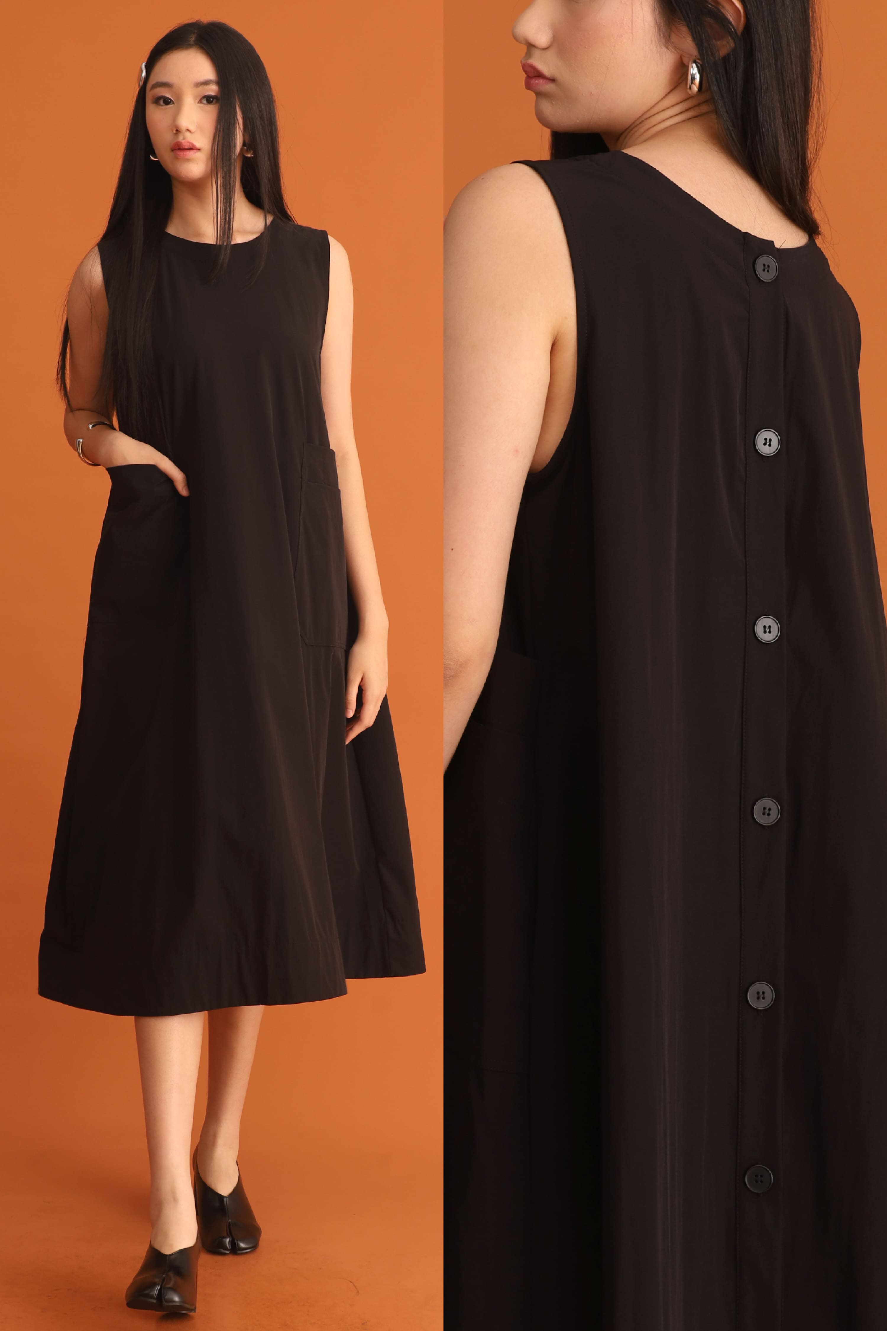 CHOSEN - Hirai Pocket Dress in Black