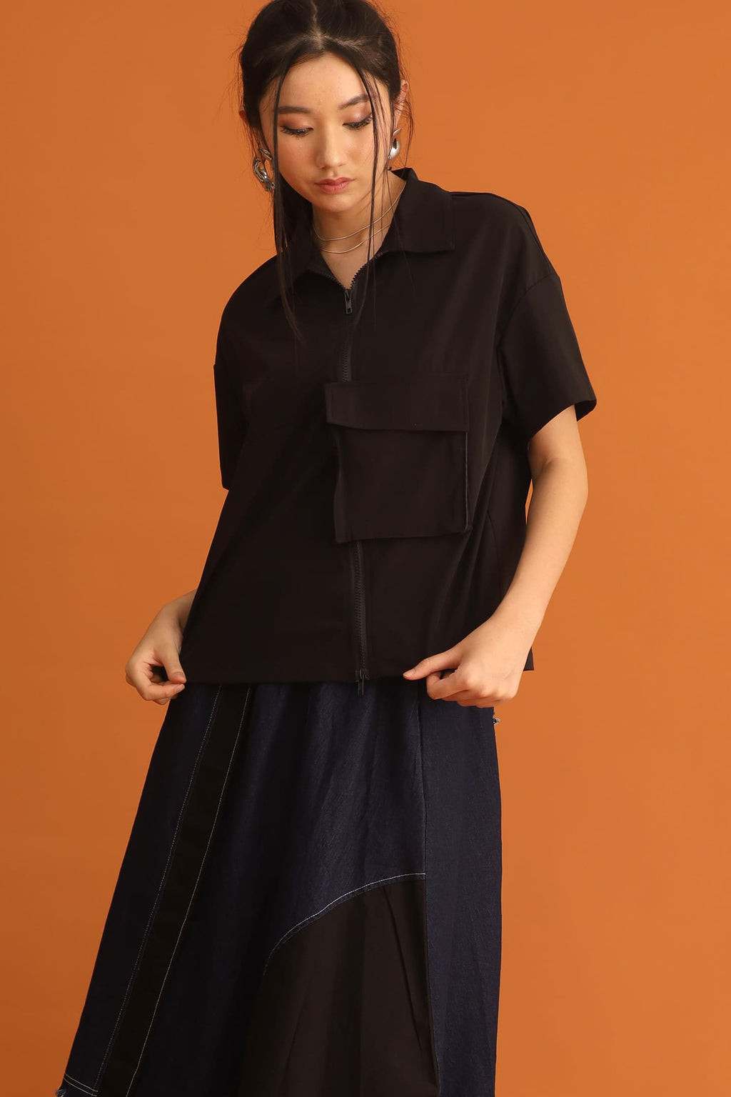 CHOSEN - Hyojin Zipper Top in Black
