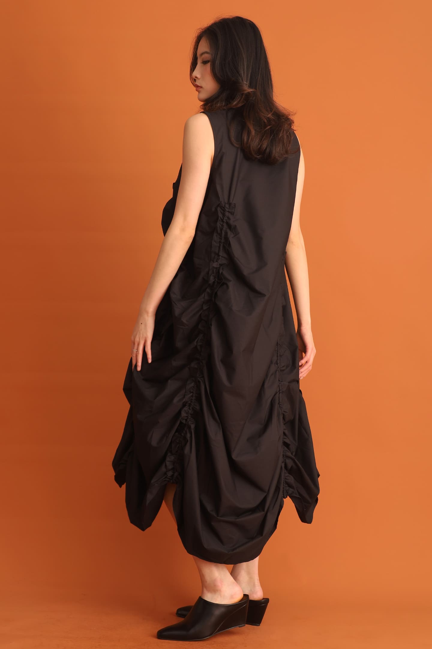 CHOSEN - Hyun Bin Ruched Dress in Black
