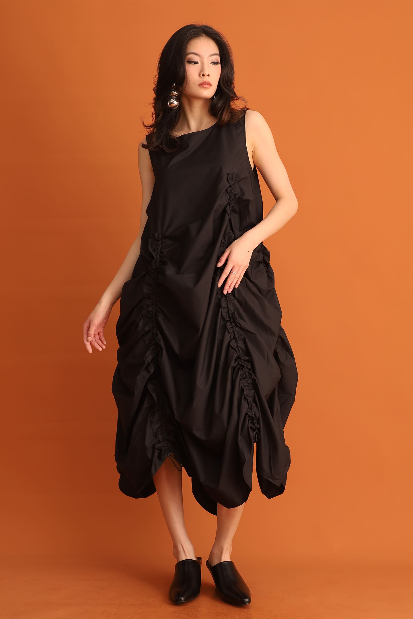 CHOSEN - Hyun Bin Ruched Dress in Black