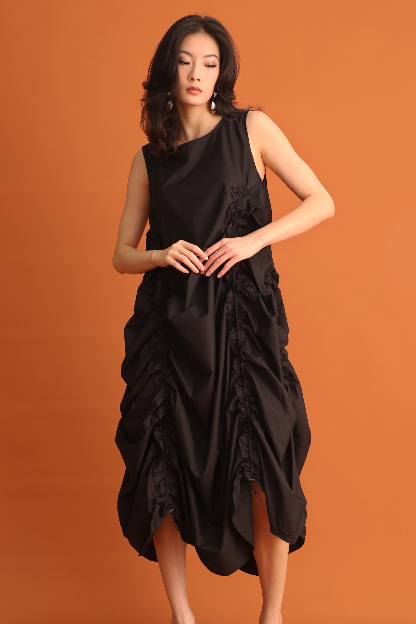 CHOSEN - Hyun Bin Ruched Dress in Black