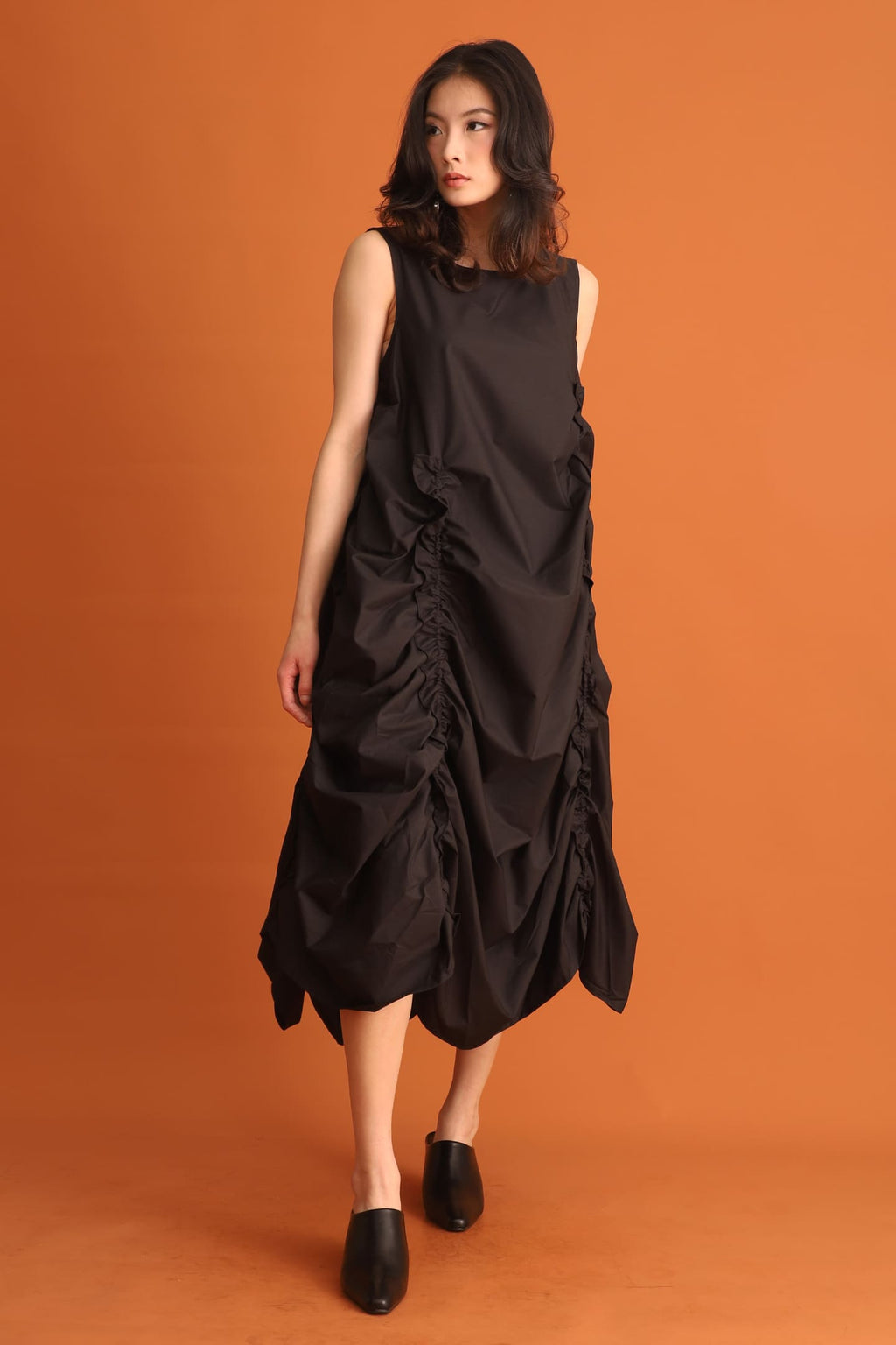 CHOSEN - Hyun Bin Ruched Dress in Black