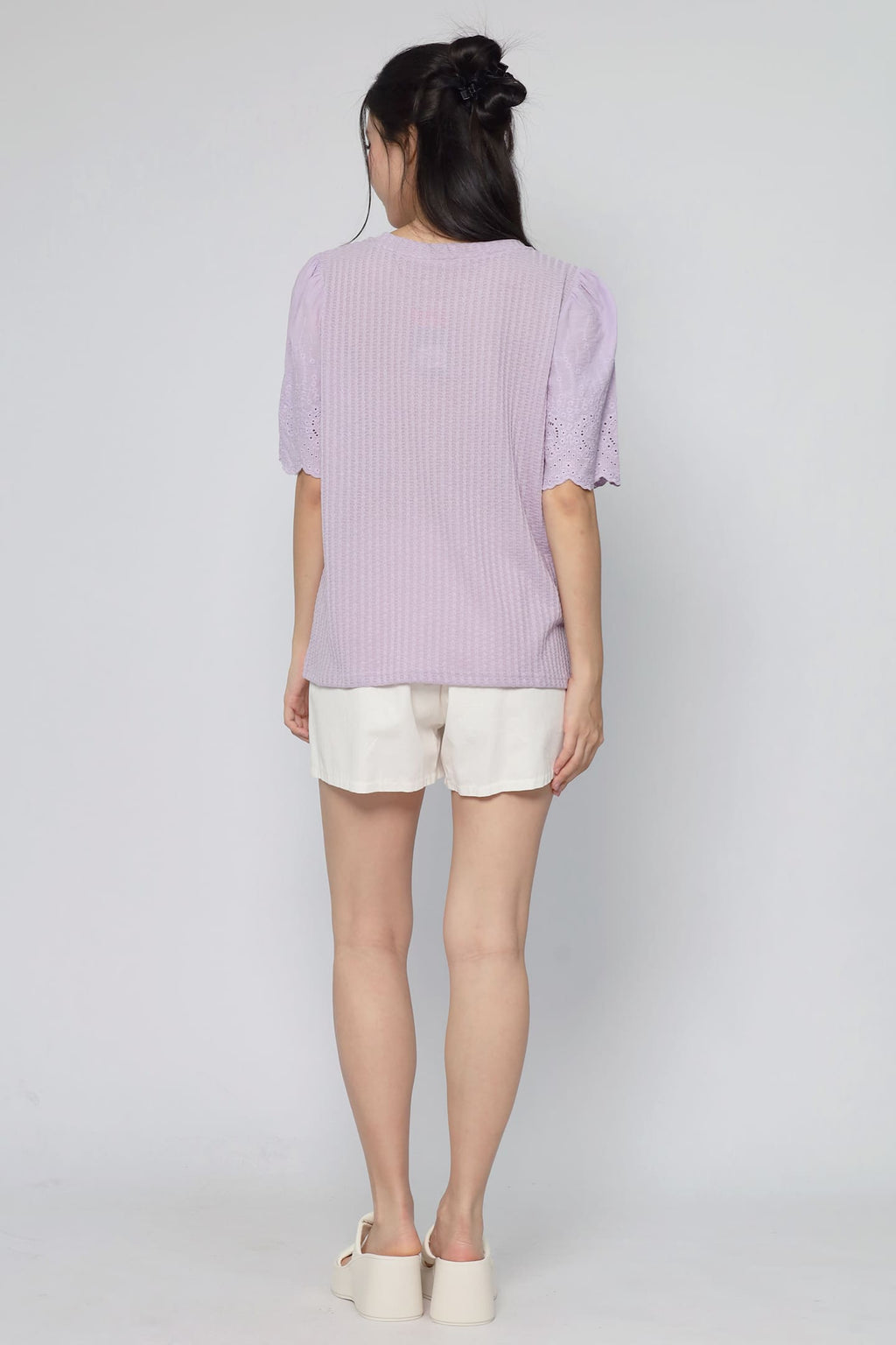 JOY - Keiko Crochet Knit Top in Liliac