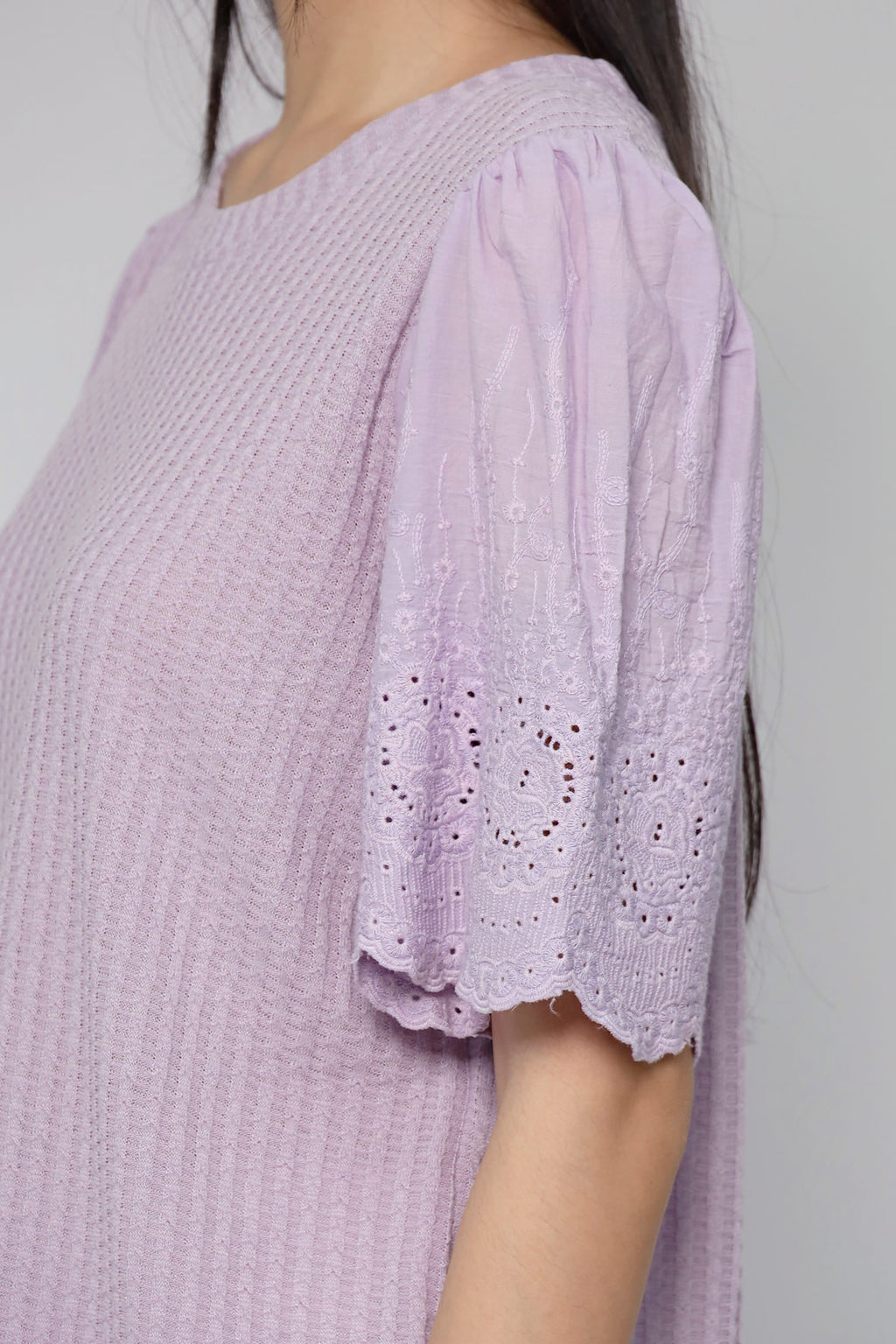 JOY - Keiko Crochet Knit Top in Liliac
