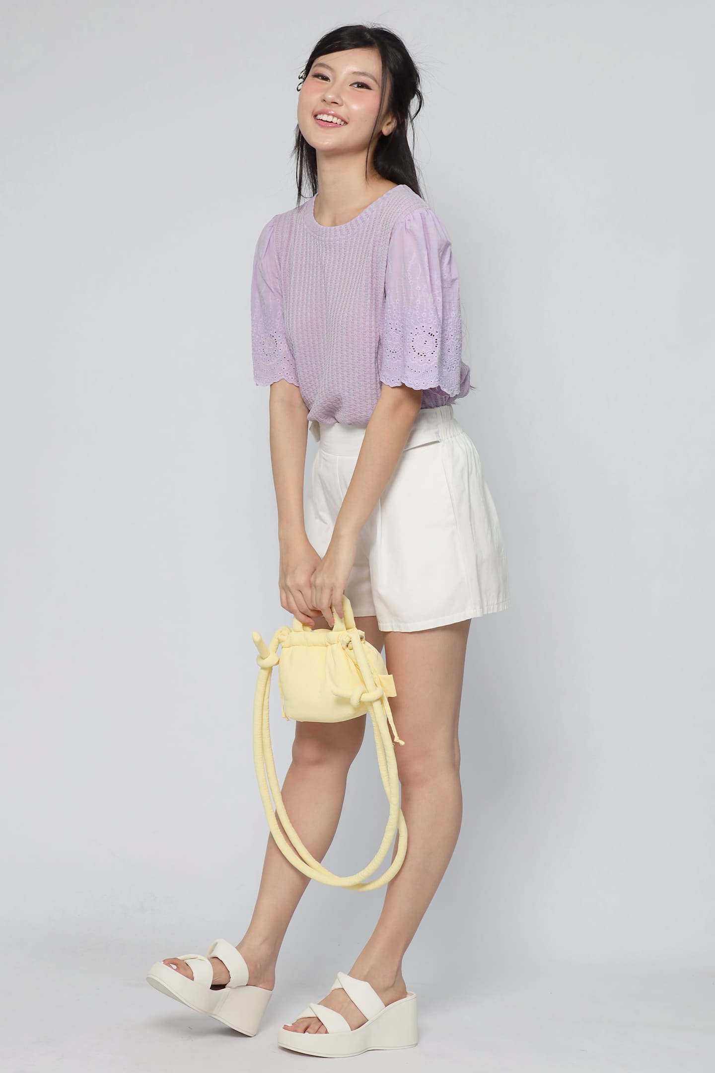 JOY - Keiko Crochet Knit Top in Liliac