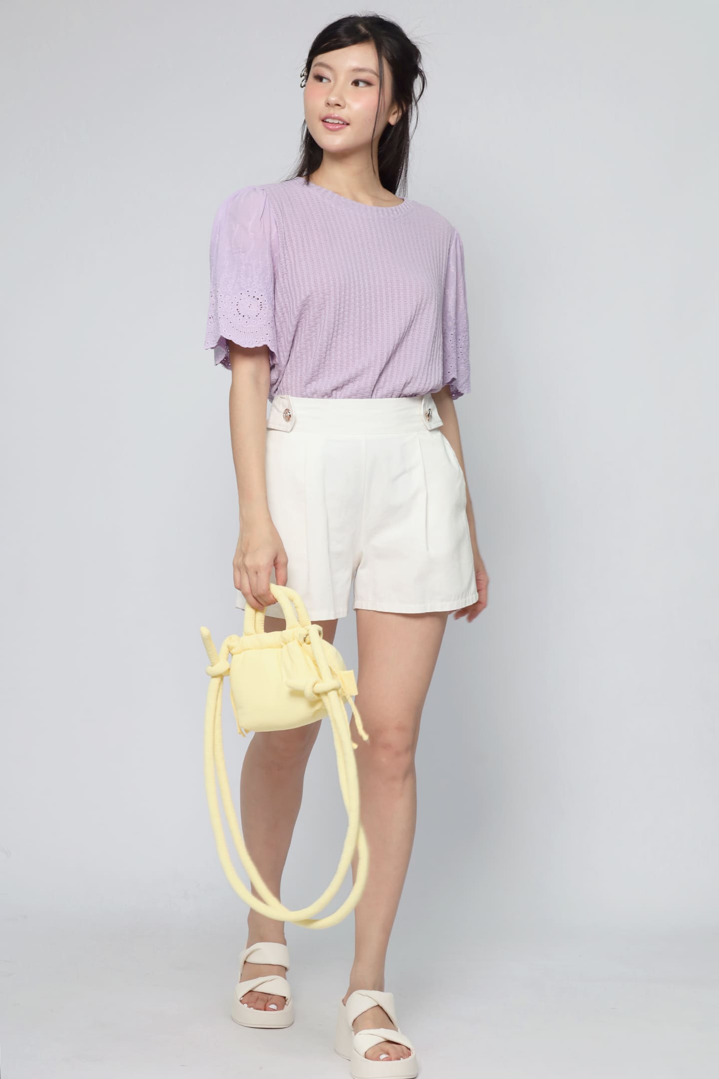 JOY - Keiko Crochet Knit Top in Liliac