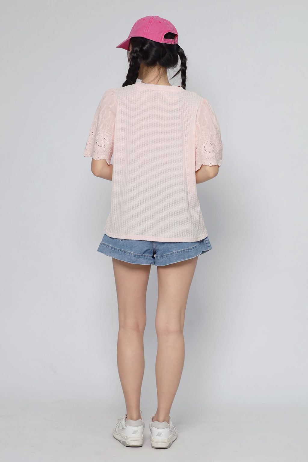 JOY - Keiko Crochet Knit Top in Baby Pink