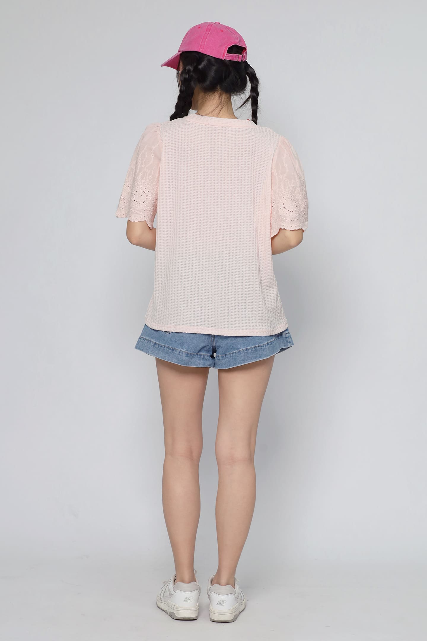 JOY - Keiko Crochet Knit Top in Baby Pink