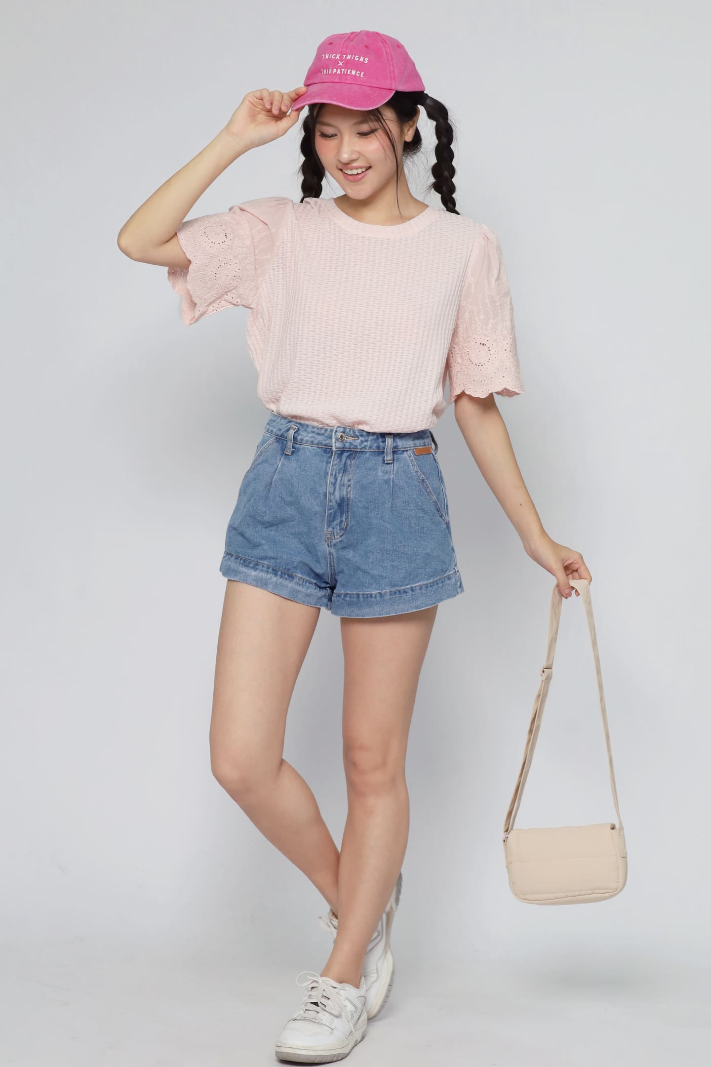 JOY - Keiko Crochet Knit Top in Baby Pink