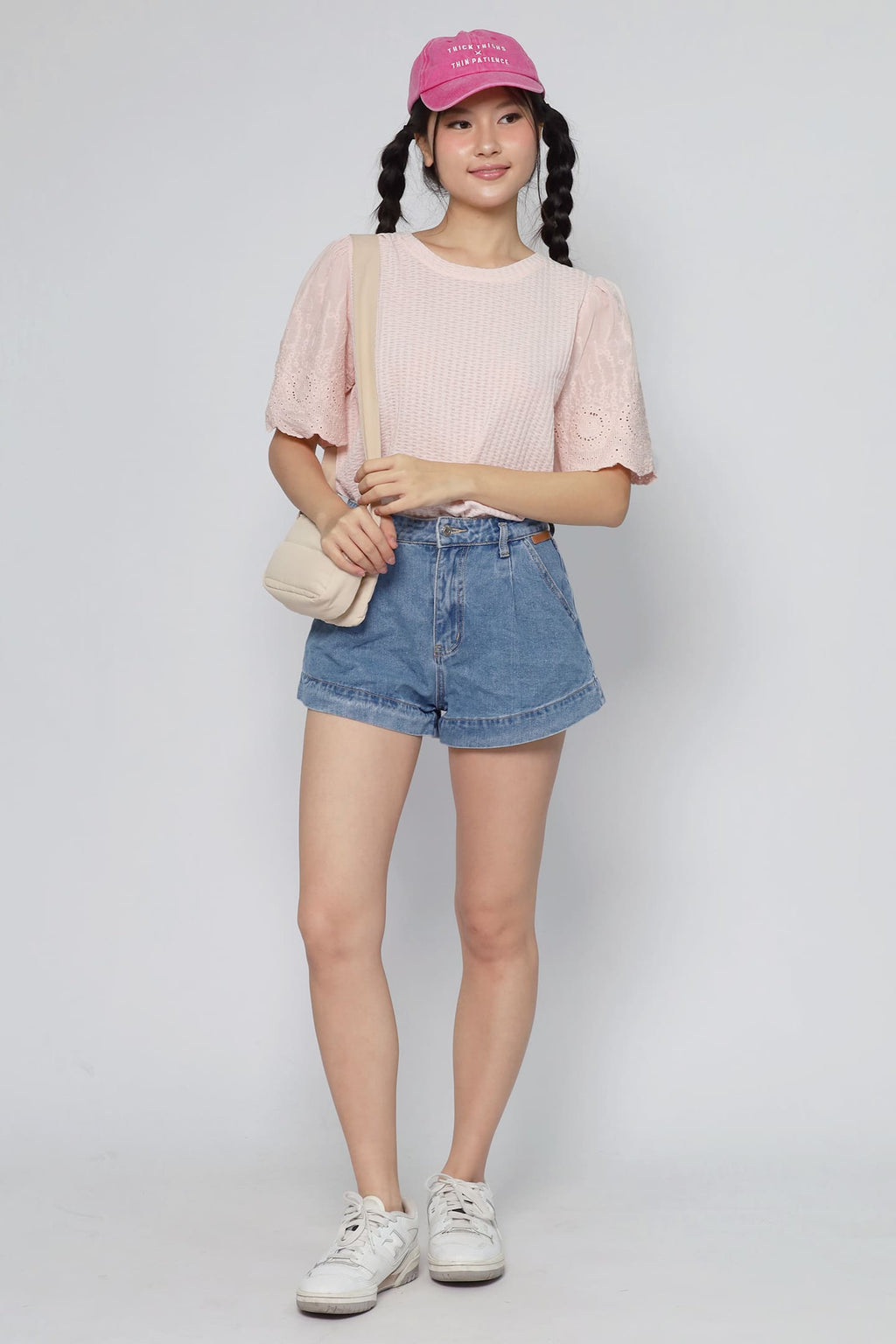 JOY - Keiko Crochet Knit Top in Baby Pink
