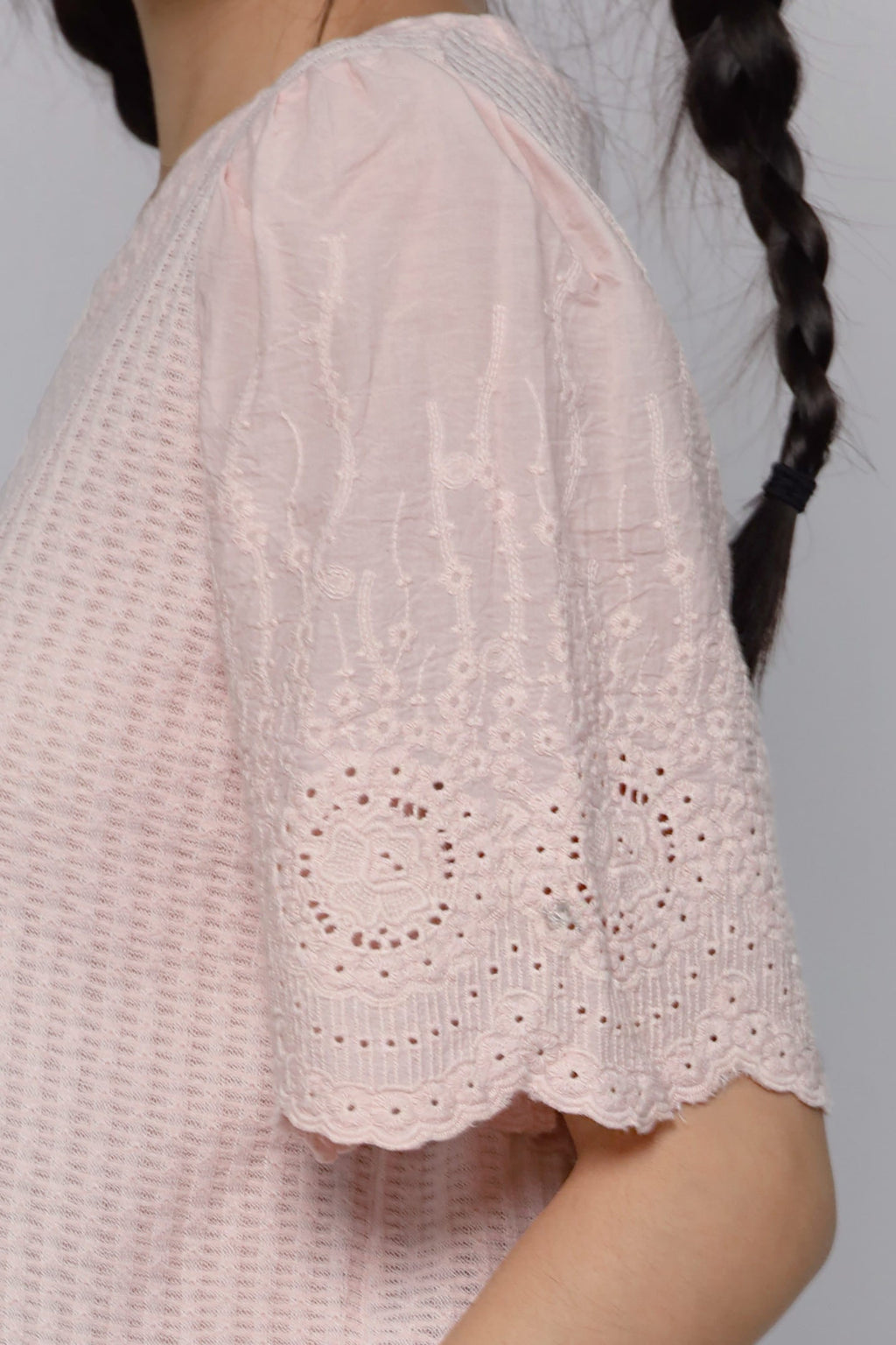 JOY - Keiko Crochet Knit Top in Baby Pink