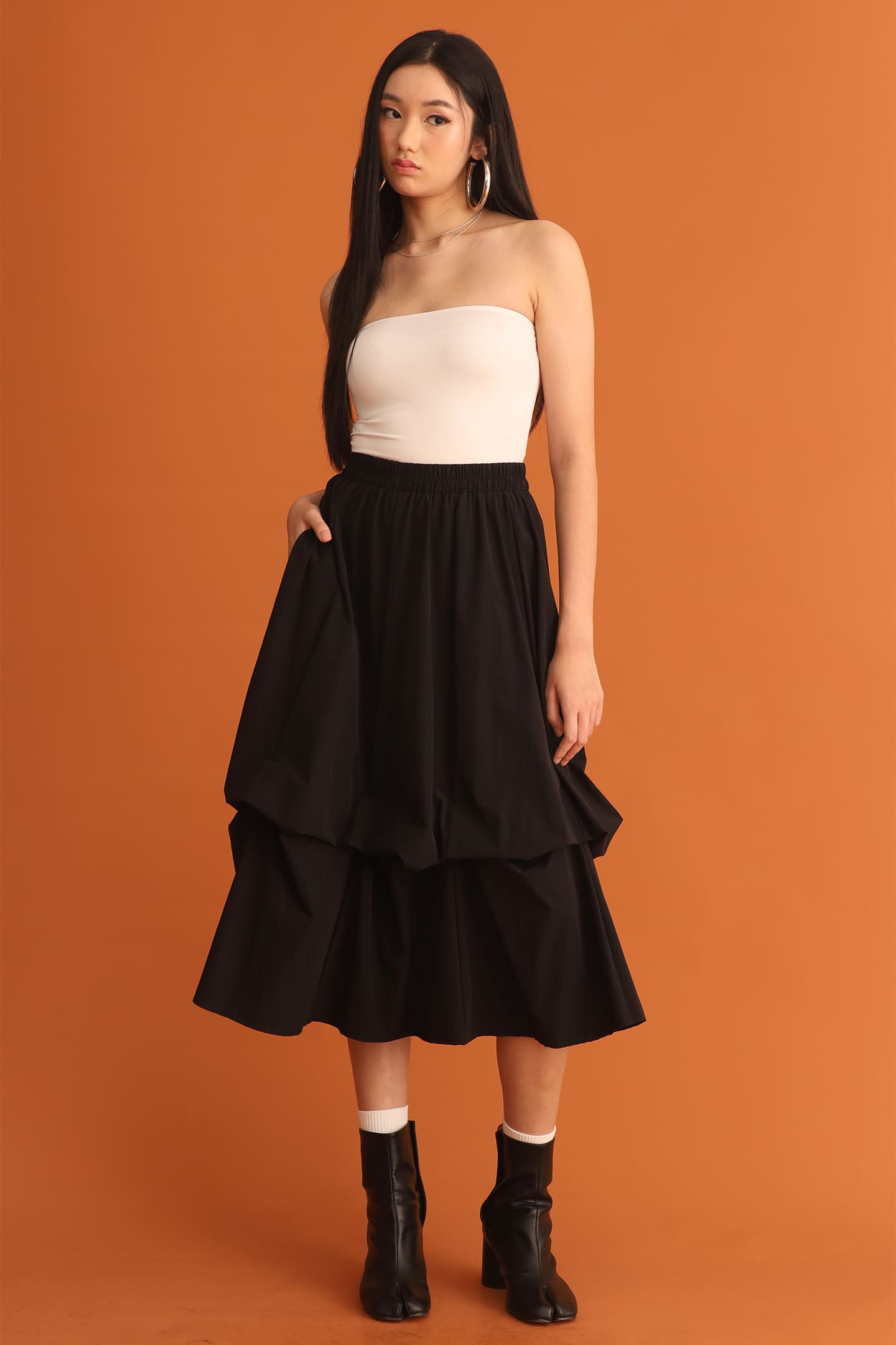 CHOSEN - Kwon Bubble Layered Skirt in Black