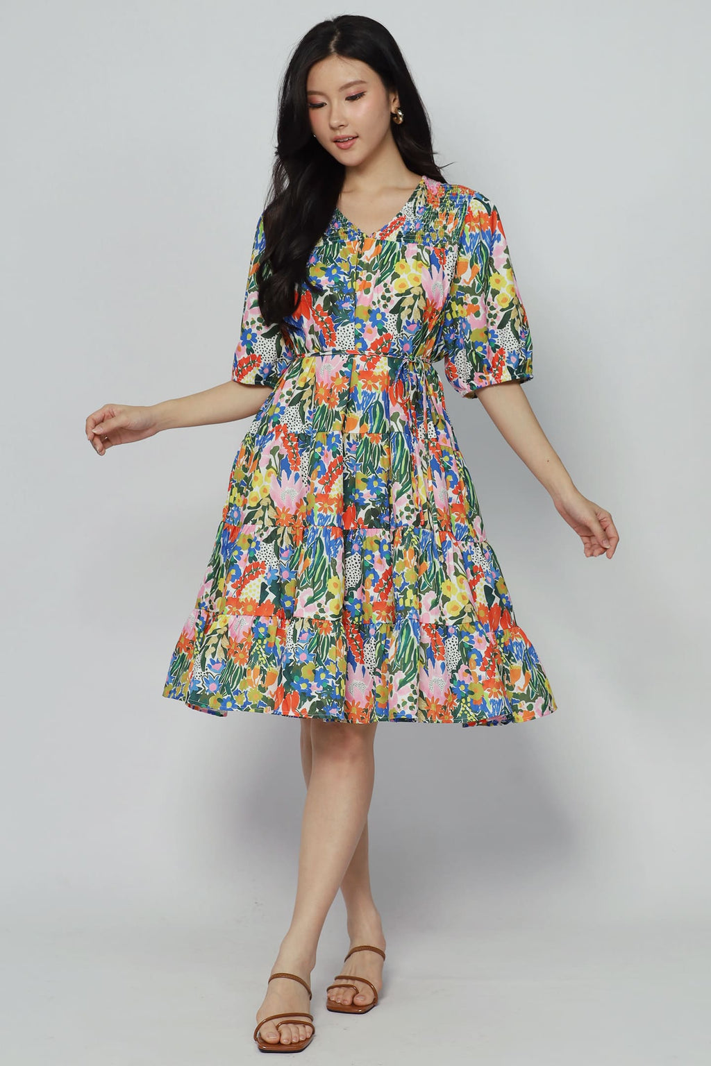 Melbourne Dress in Sunset Marigold