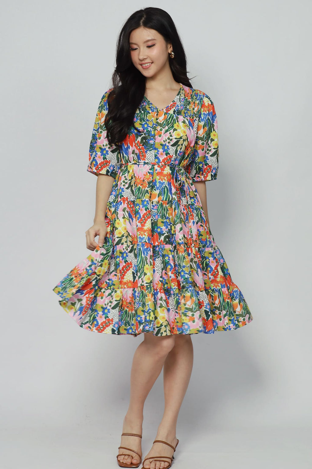 Melbourne Dress in Sunset Marigold