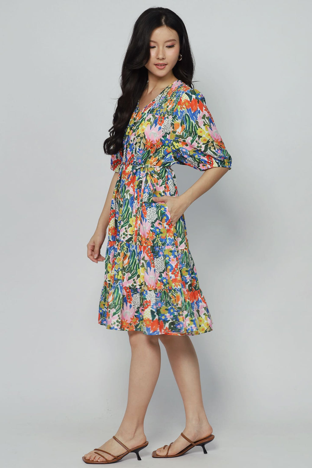 Melbourne Dress in Sunset Marigold