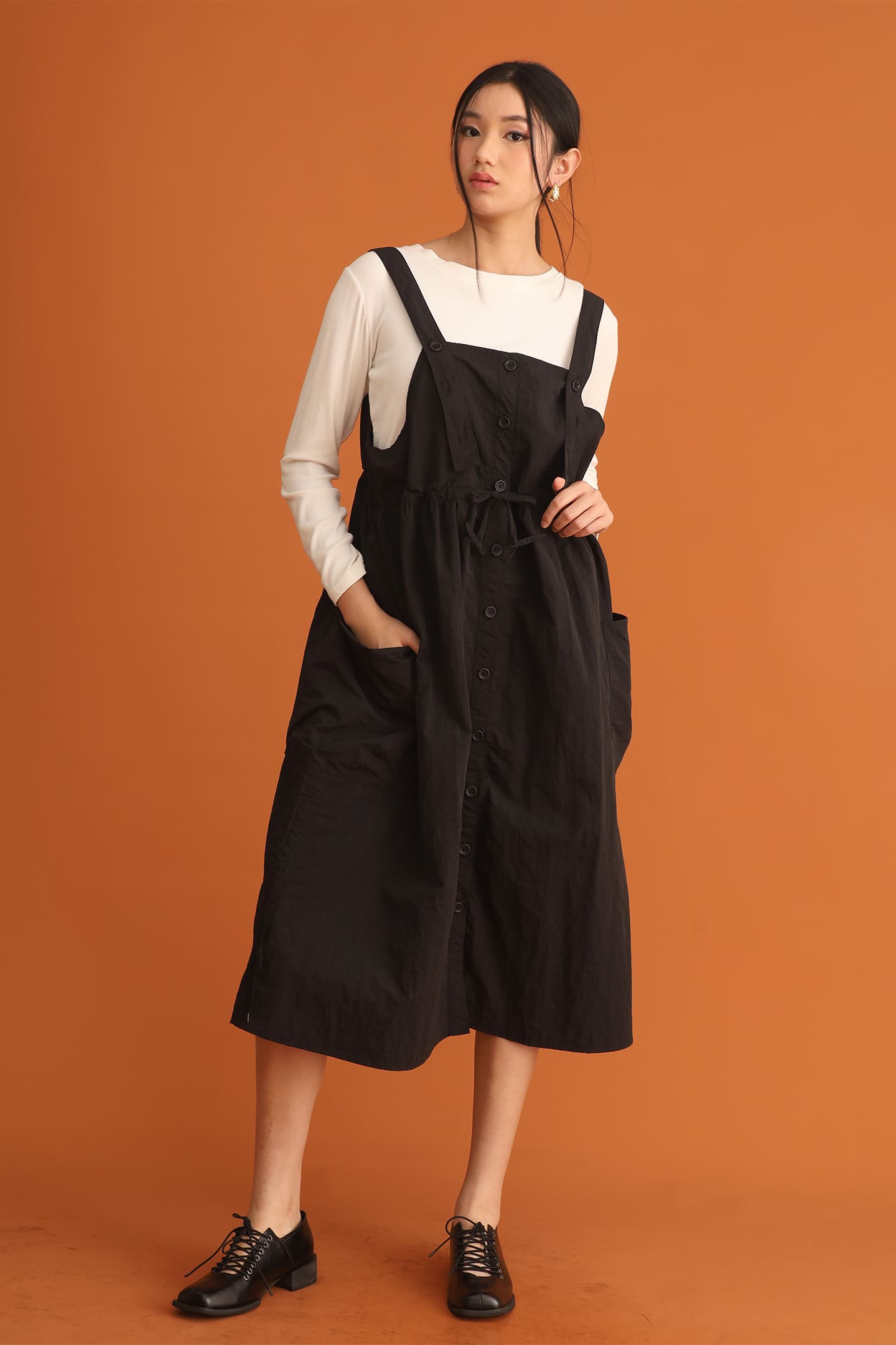 CHOSEN - Ola Pinafore Dress in Black