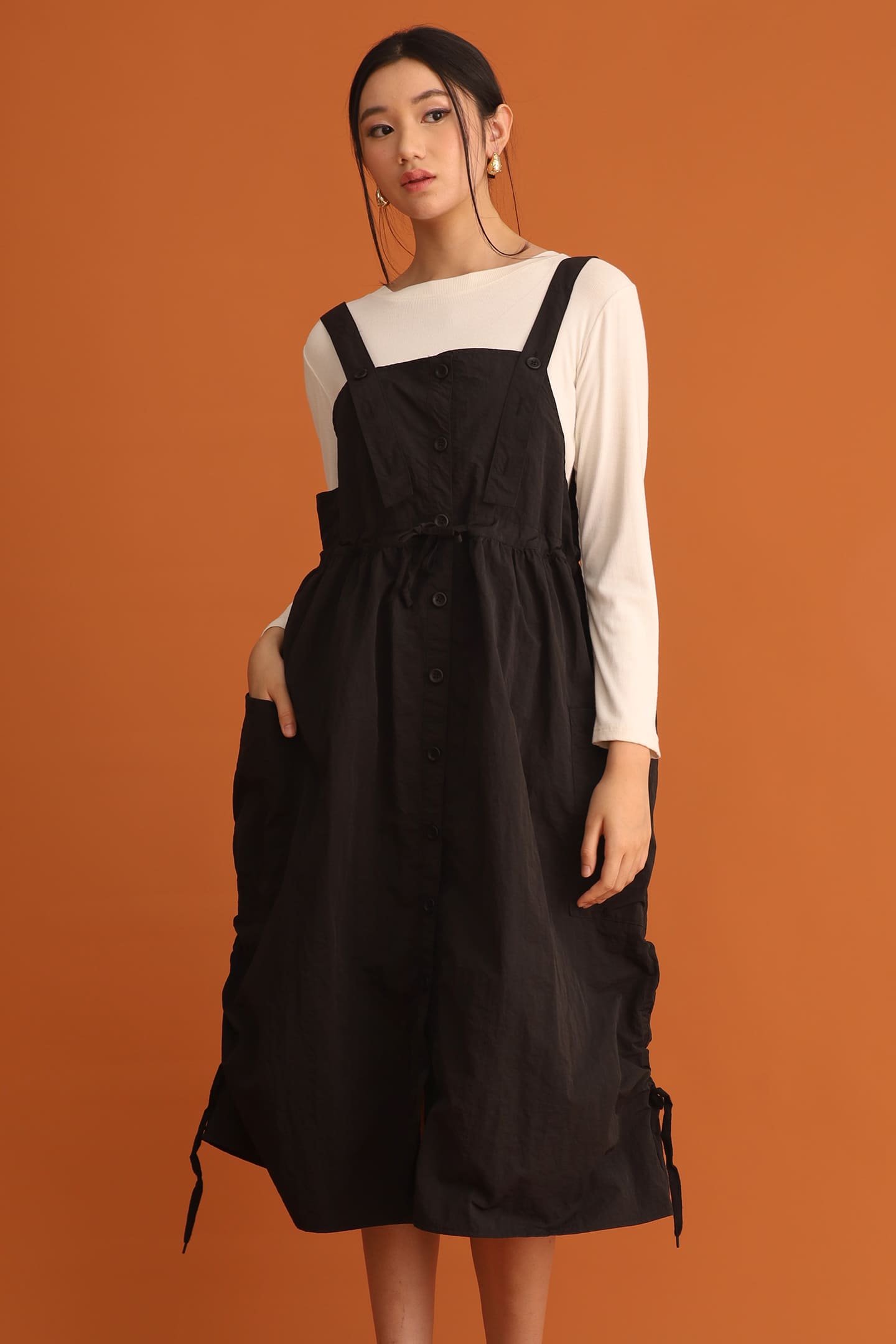 CHOSEN - Ola Pinafore Dress in Black