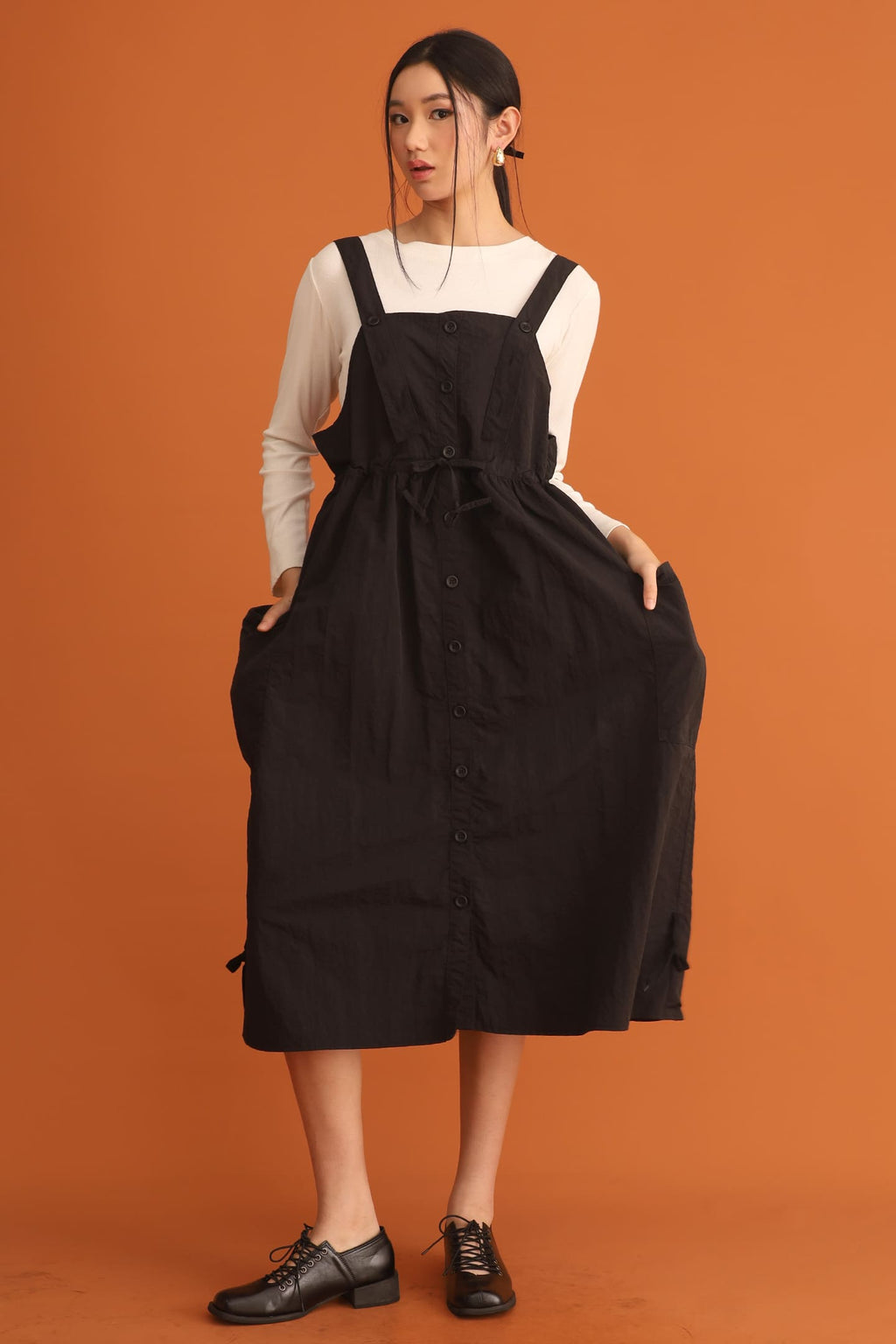CHOSEN - Ola Pinafore Dress in Black