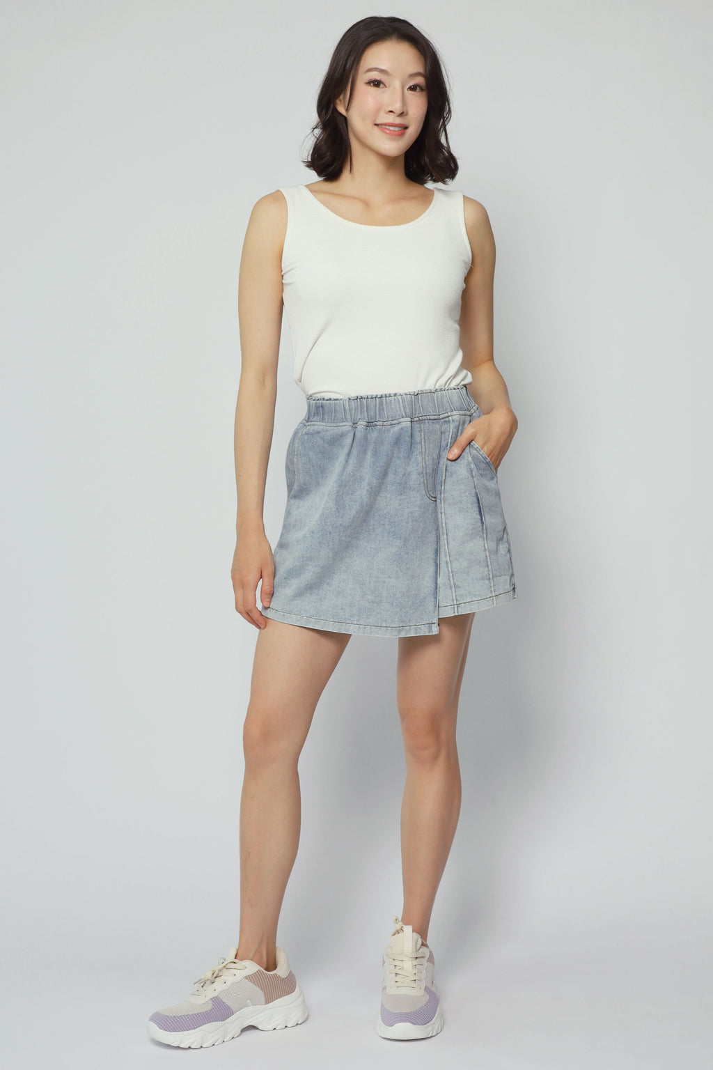 Backorders Pham Skorts in Blue Denim